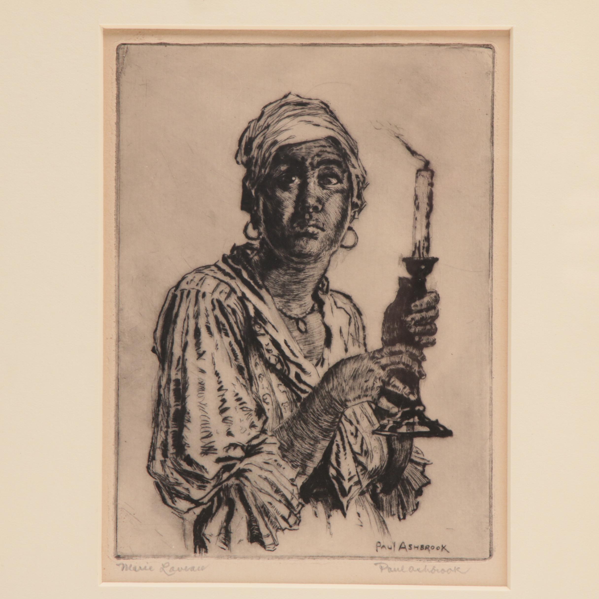 Paul Ashbrook Etching "Marie Laveau"