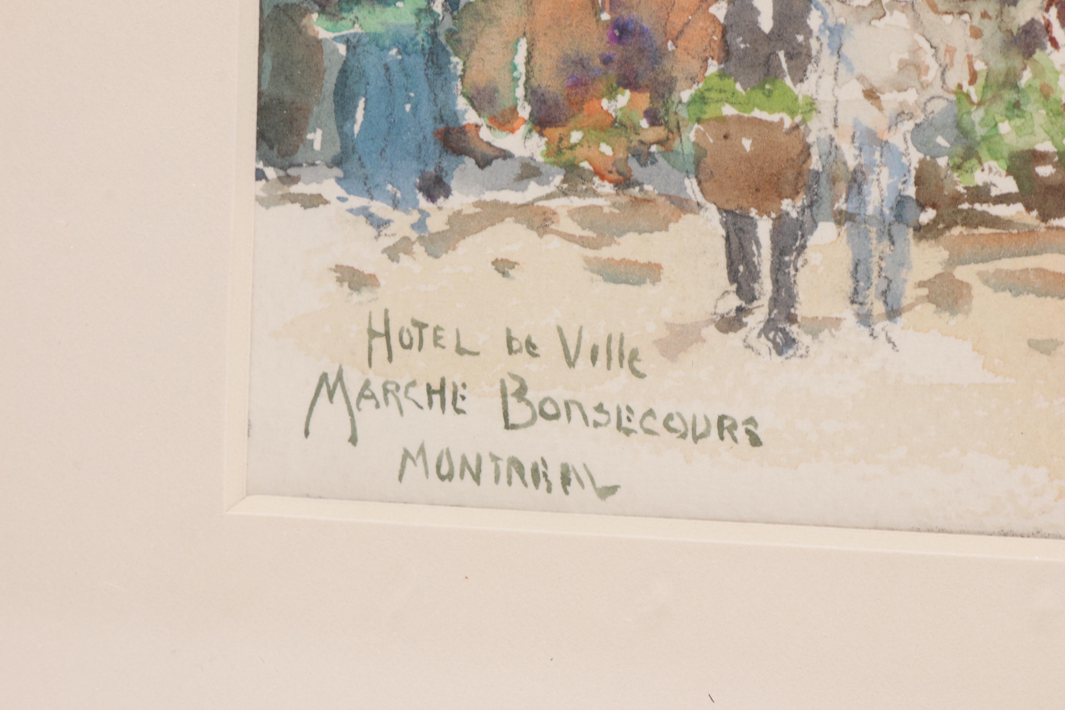 Paul Ashbrook 1935 Watercolor Painting "Hotel de Ville Marche Bonsecours"