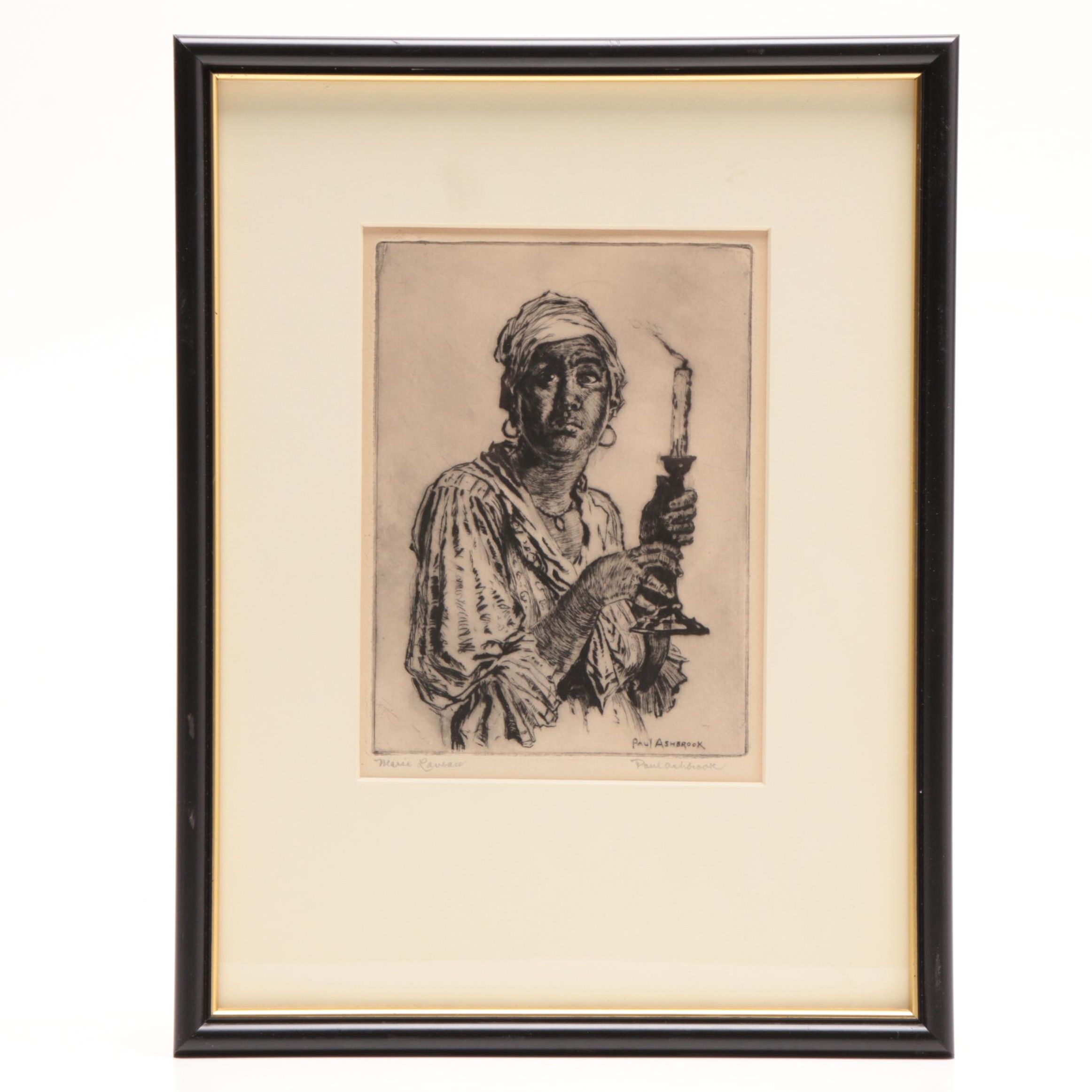 Paul Ashbrook Etching "Marie Laveau"