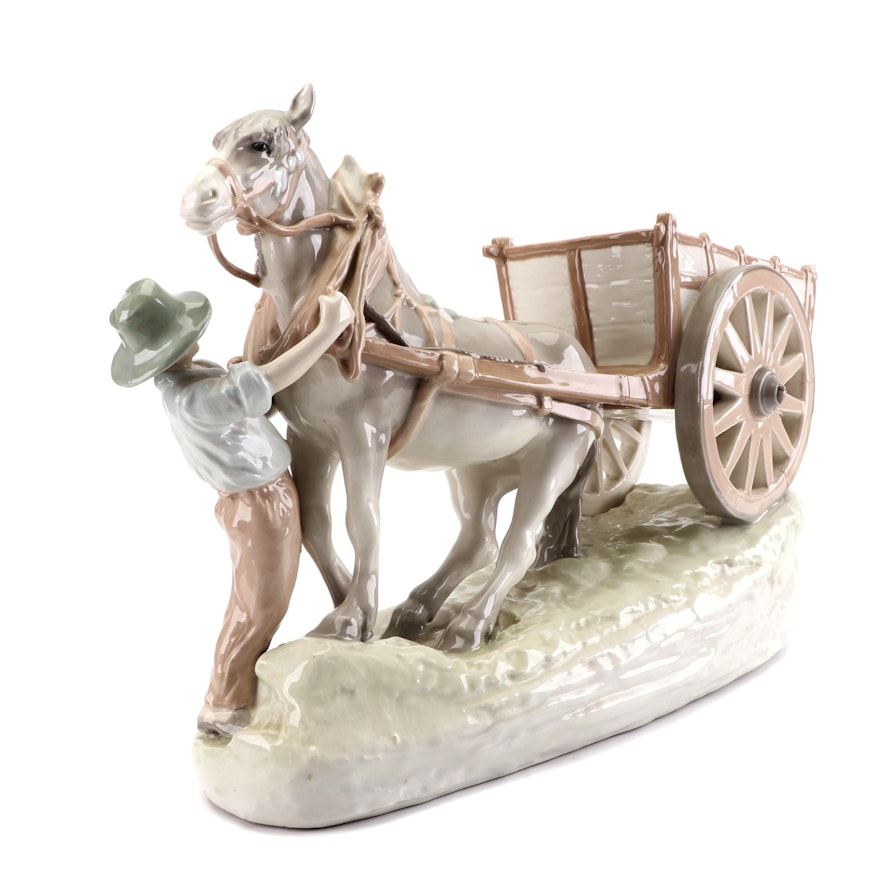 Austrian Amphora "Donkey Cart" Figural Porcelain Planter