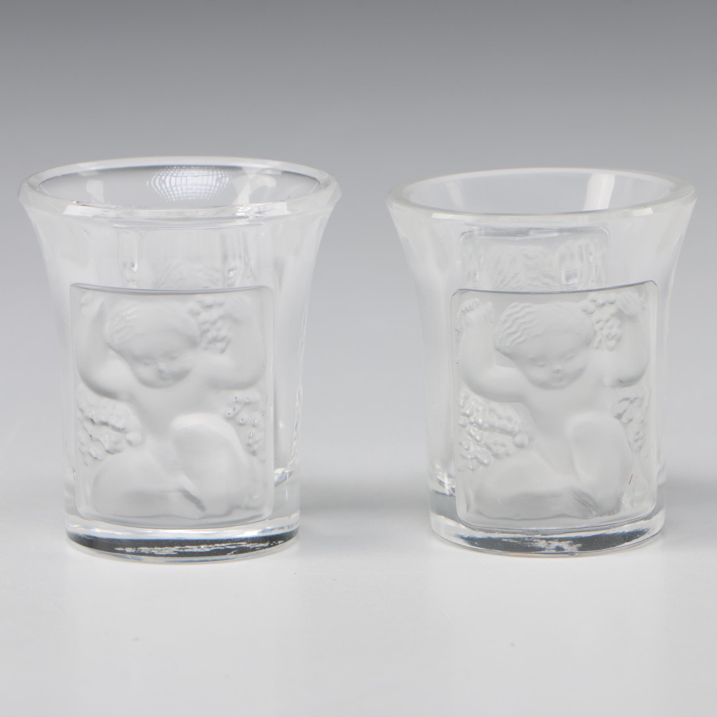 Lalique "Enfants" Crystal Shot Glasses