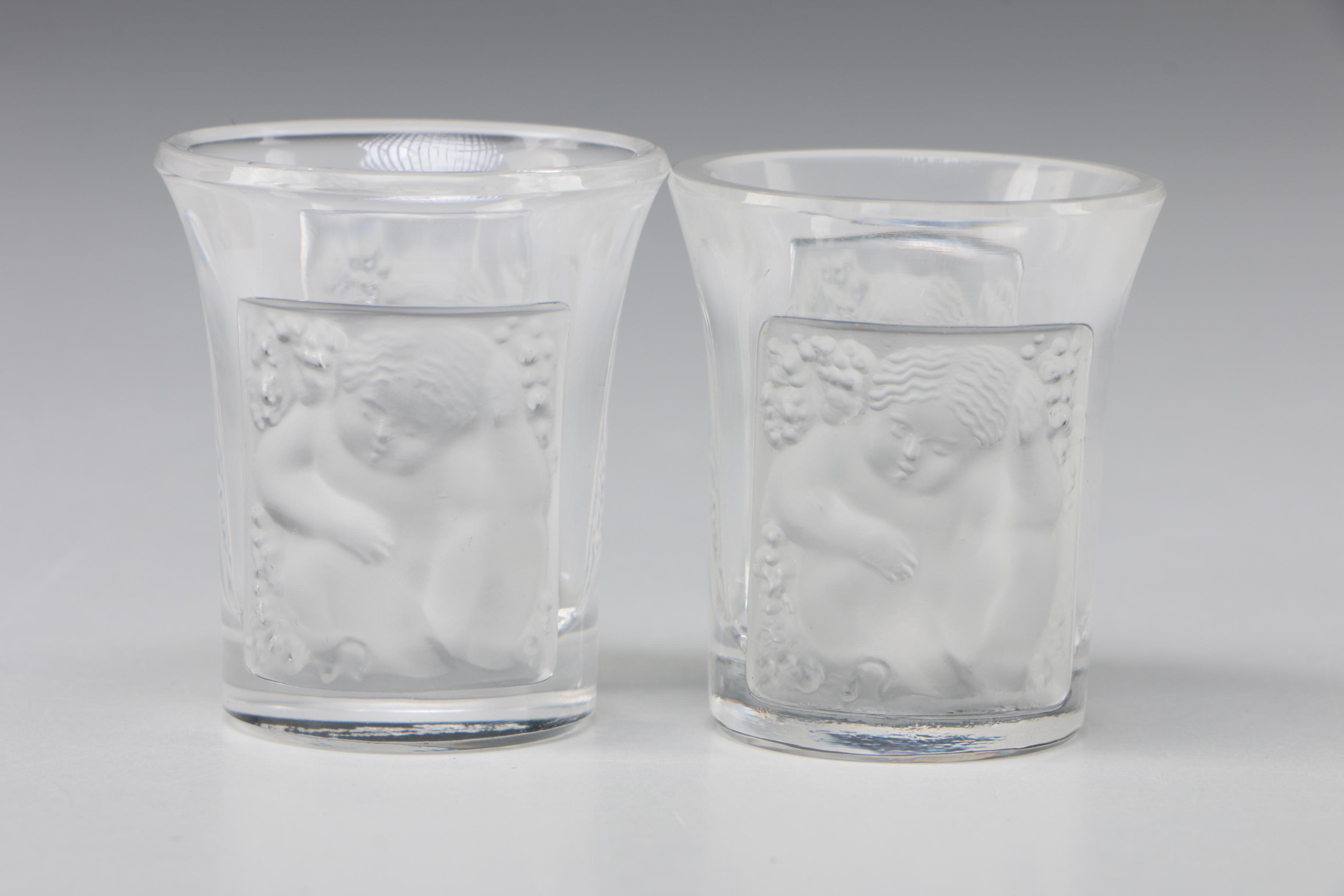 Lalique "Enfants" Crystal Shot Glasses