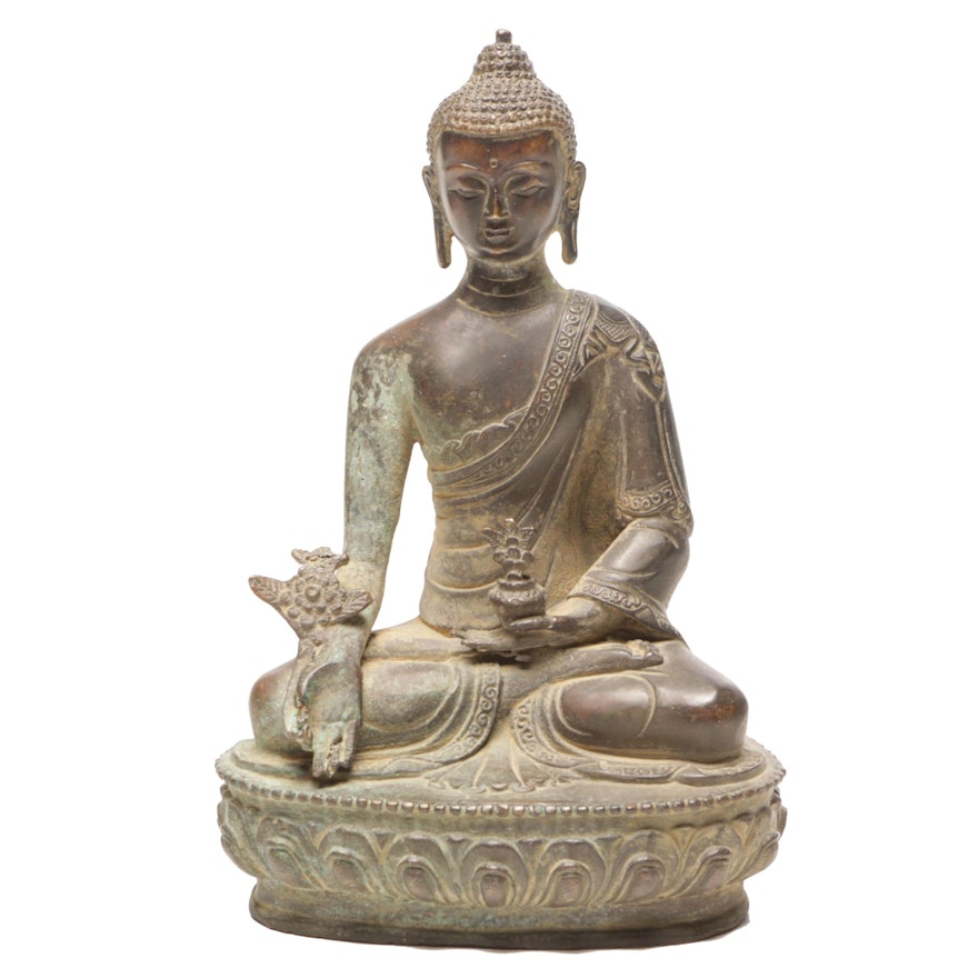 Sino-Tibetan Cast Brass Buddha Figurine