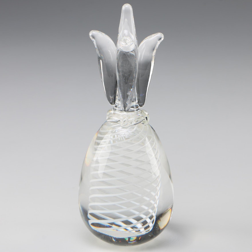 Steuben Art Glass "Pineapple with Cane Twist" Paperweight