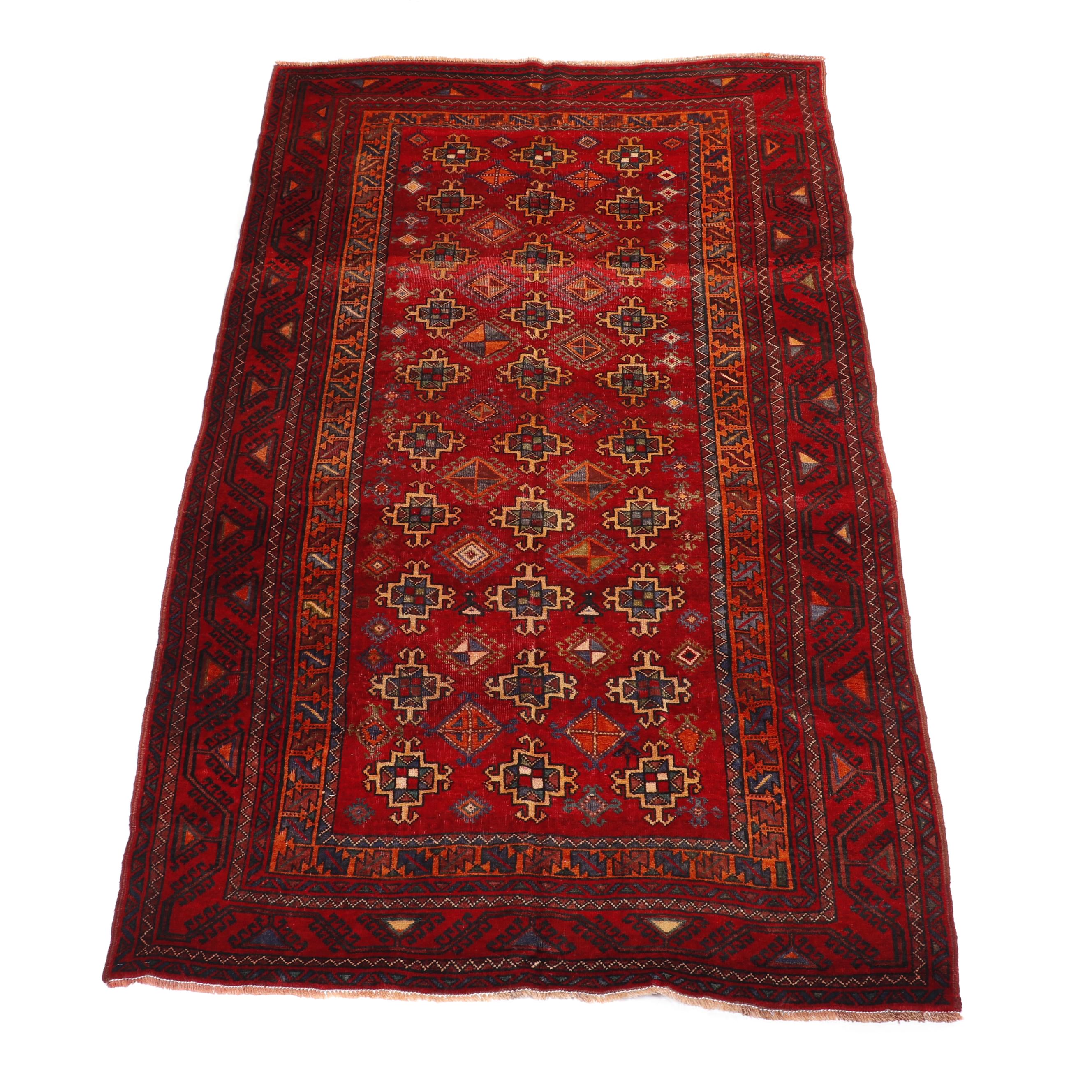Hand-Knotted Persian Kurd Wool Area Rug