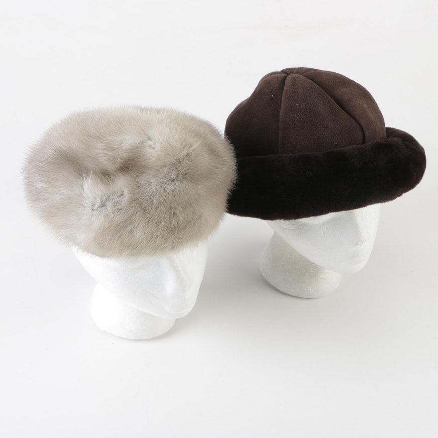 Lapaul's Mink Fur and Aston Brown Shearling Hats