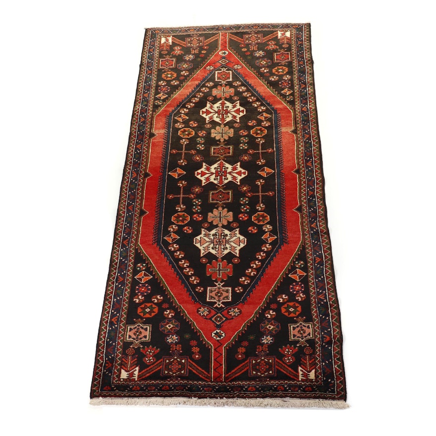 Hand-Knotted Persian Hamadan Wool Long Rug