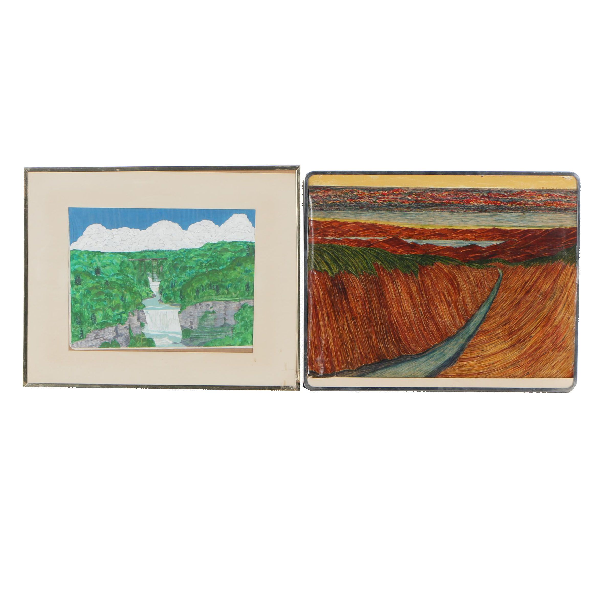John J. Marfoglia 1994 Folk Mixed Media Paintings