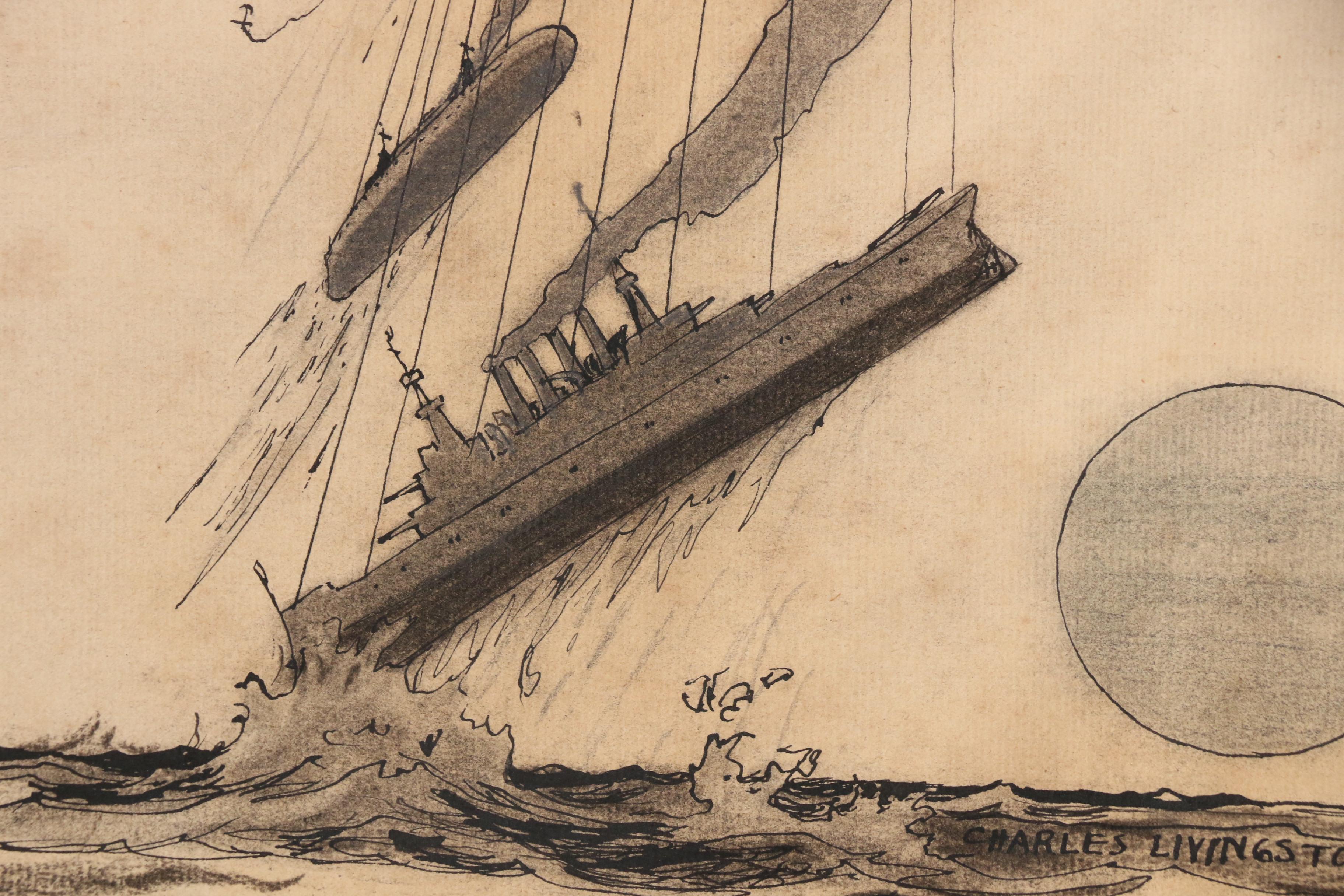 Charles Livingston Bull Ink and Charcoal Illustration for "The Vanishing Fleets"