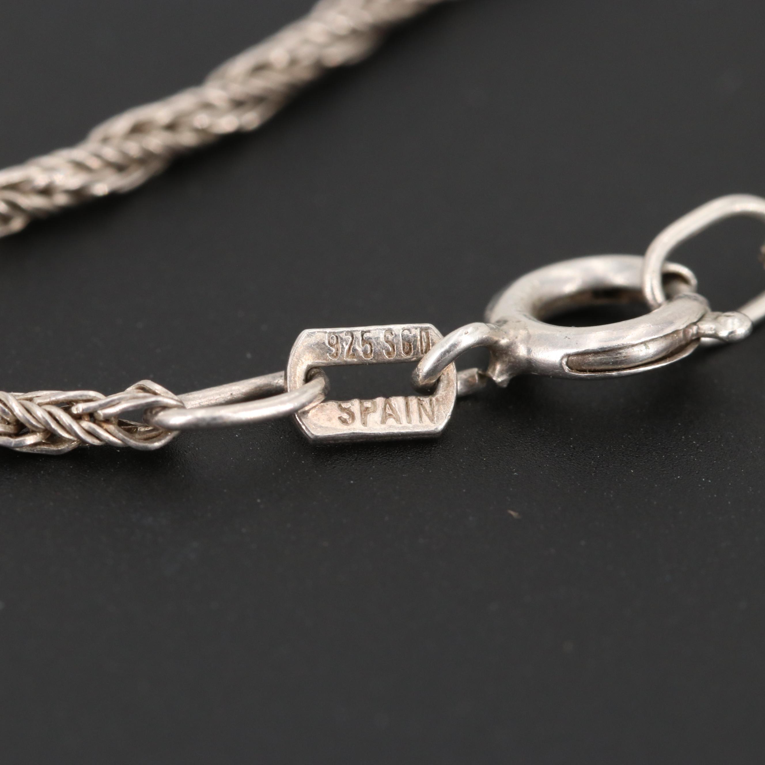 Sterling Silver Marcasite Necklace and Circa 1980 Edinburgh, Scotland Brooches