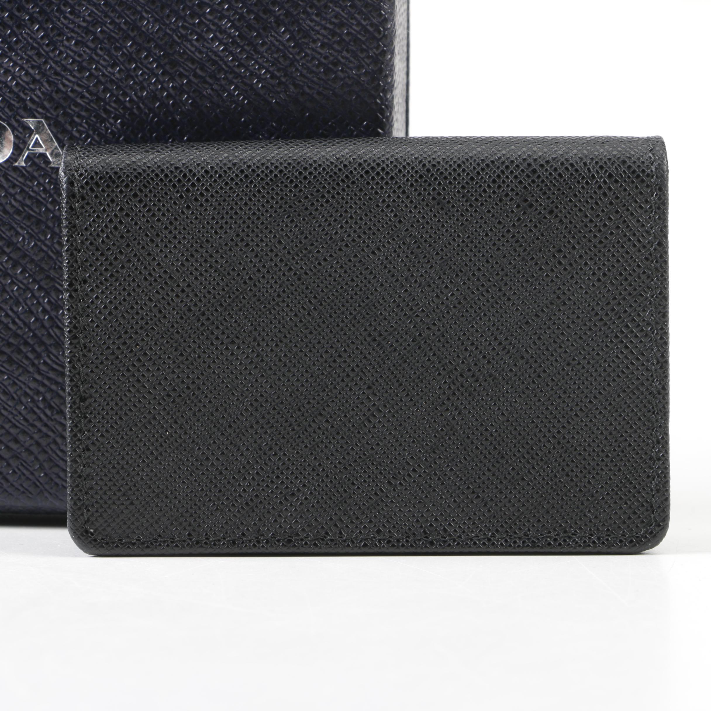 Prada Black Saffiano Leather Business Card or Credit Card Case, Made in Italy