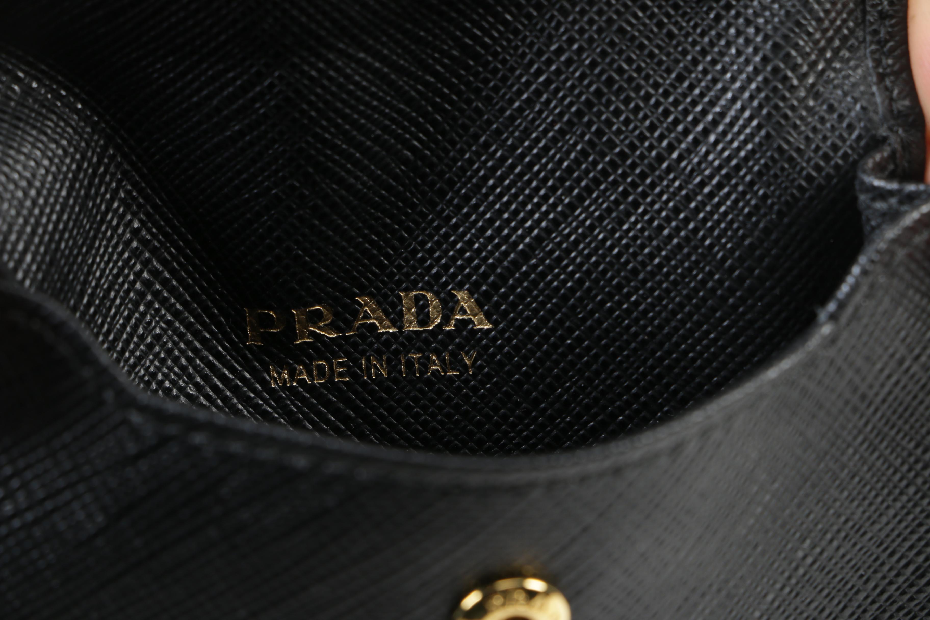 Prada Black Saffiano Leather Business Card or Credit Card Case, Made in Italy