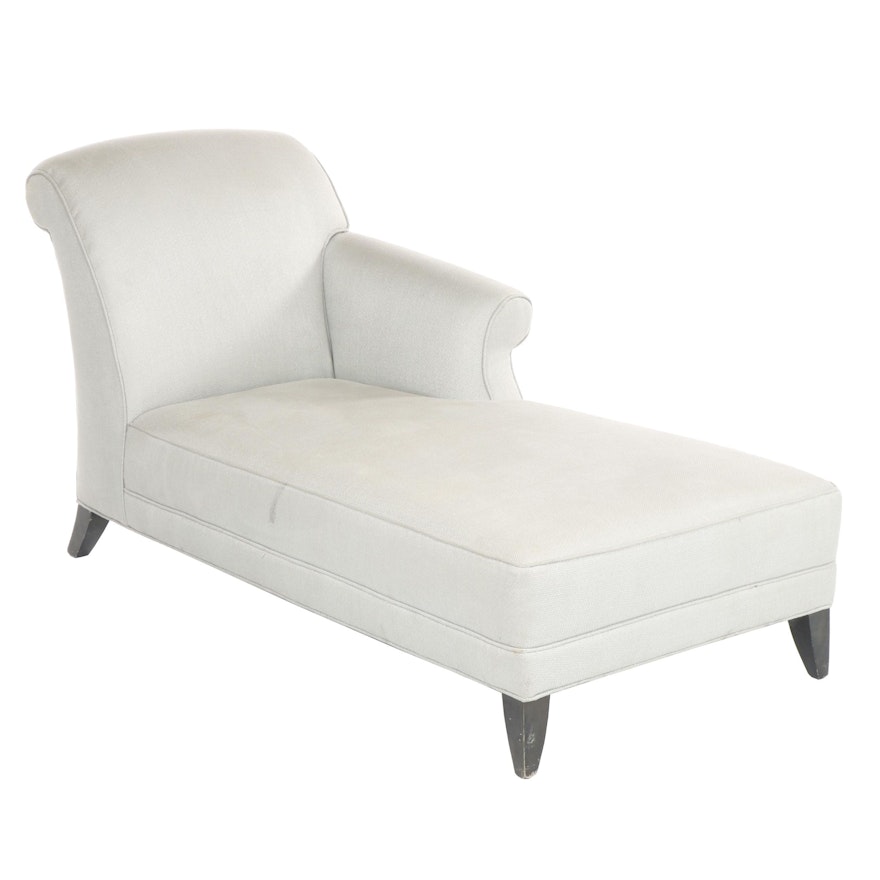 Contemporary Woven Neutral-Tone Upholstered  Chaise Lounge