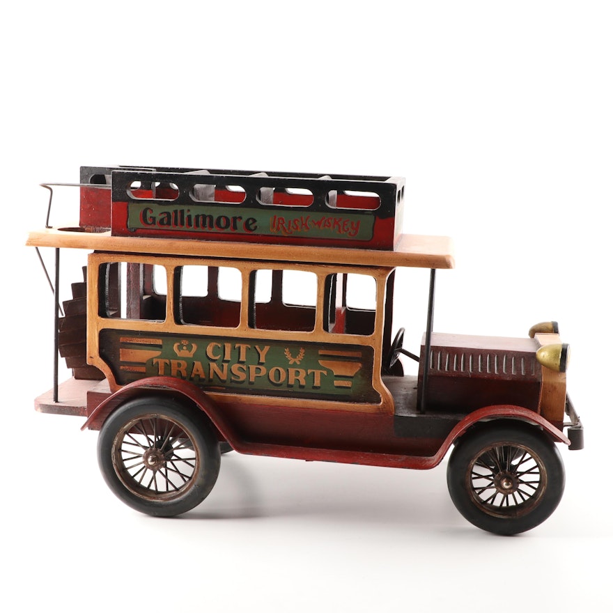 Large Wood Decor Replica of Early 20th Century City Transport Bus