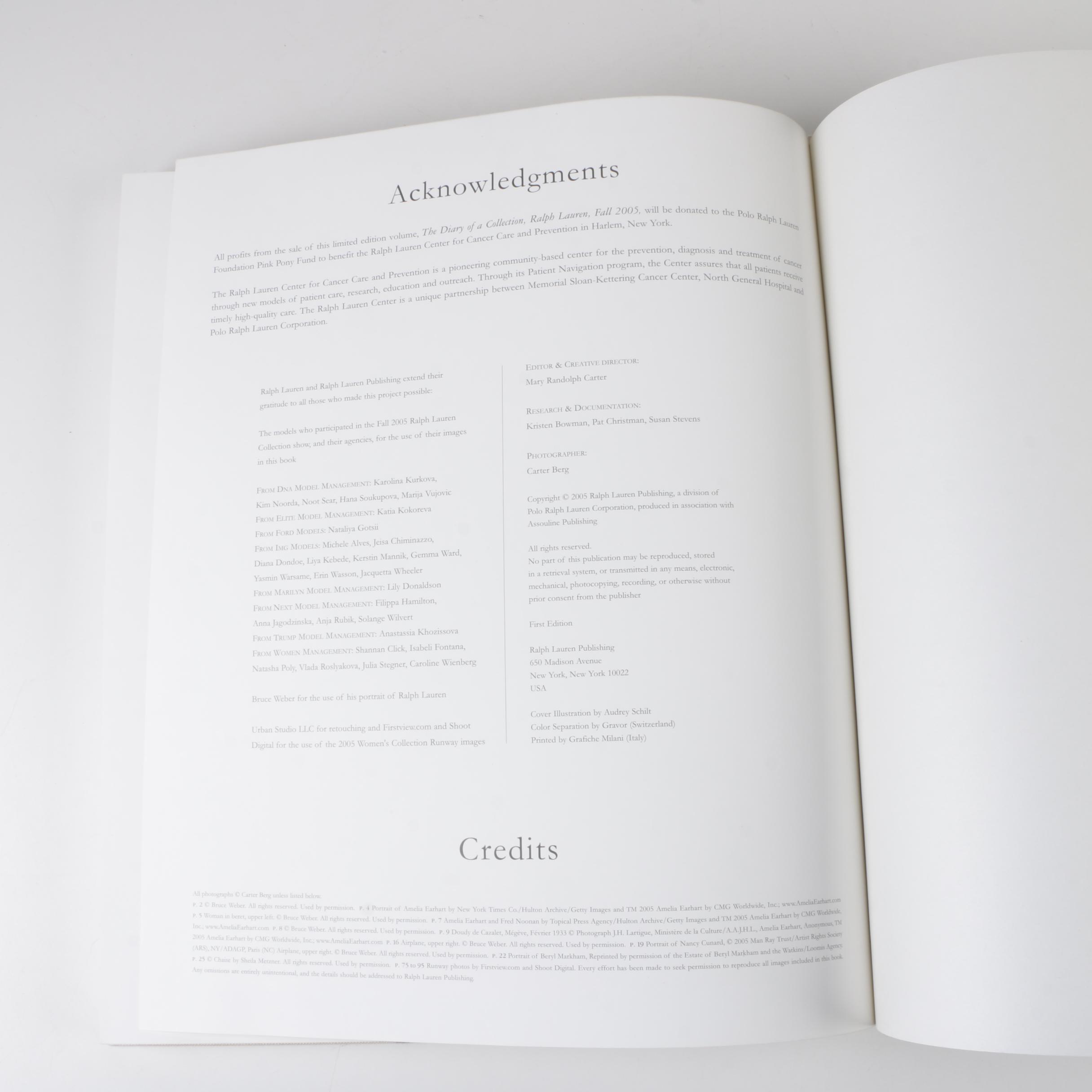 First Edition "Diary of a Collection: Ralph Lauren, Fall 2005"