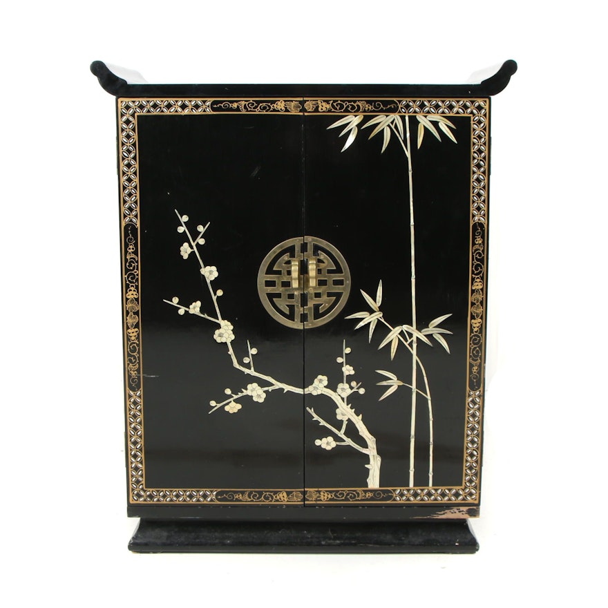 Chinese Black Lacquer Buffet Cabinet