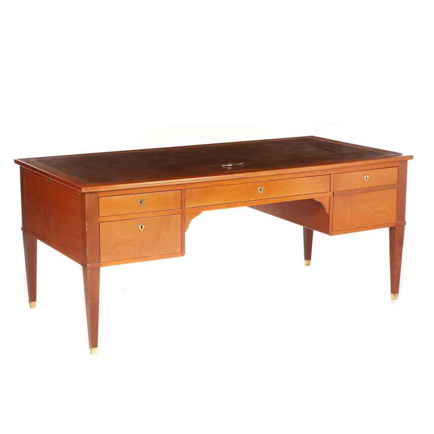 French Maple Finish Wooden Kneehole Desk by Ordo, 21st Century