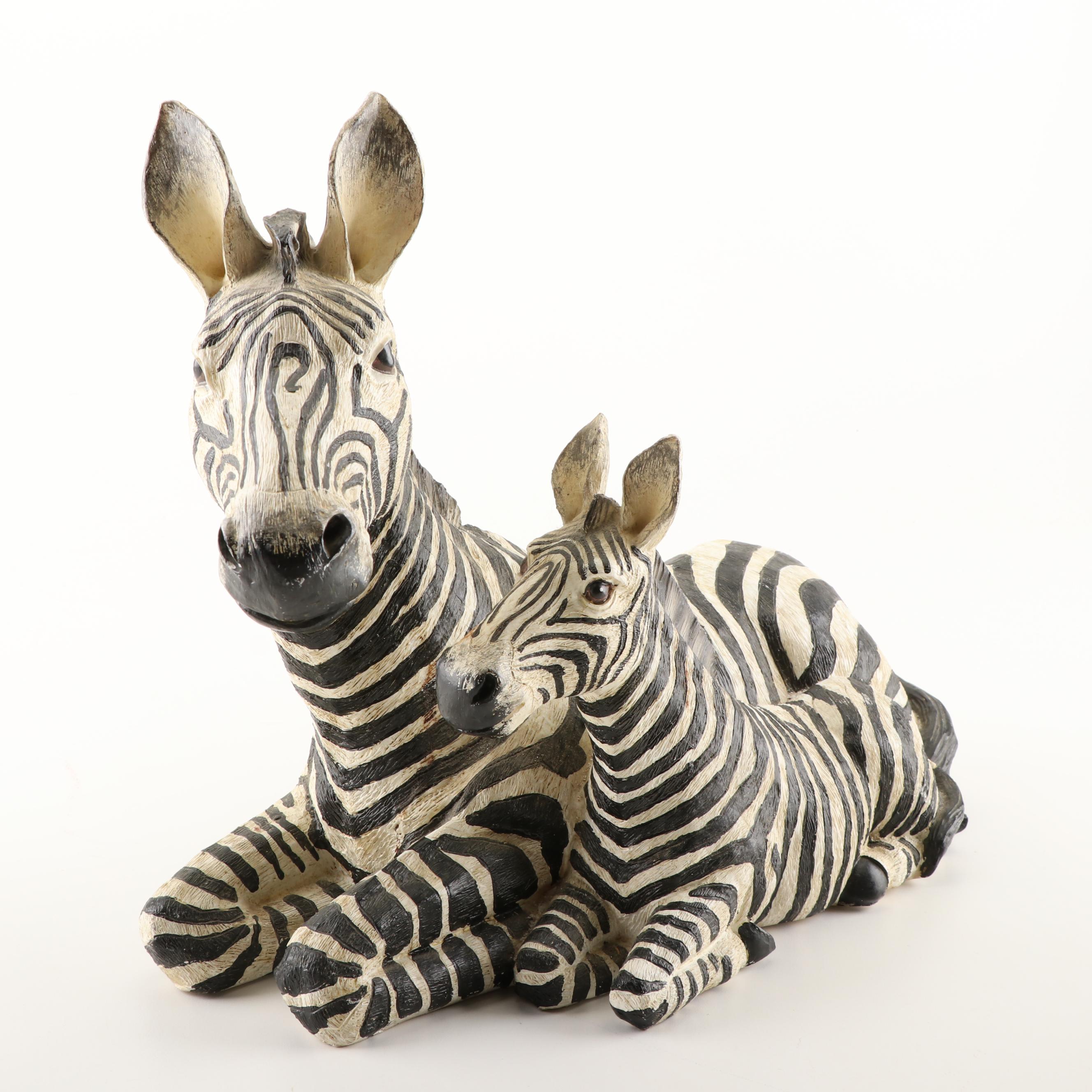 Giraffe and Zebra Resin Figurines