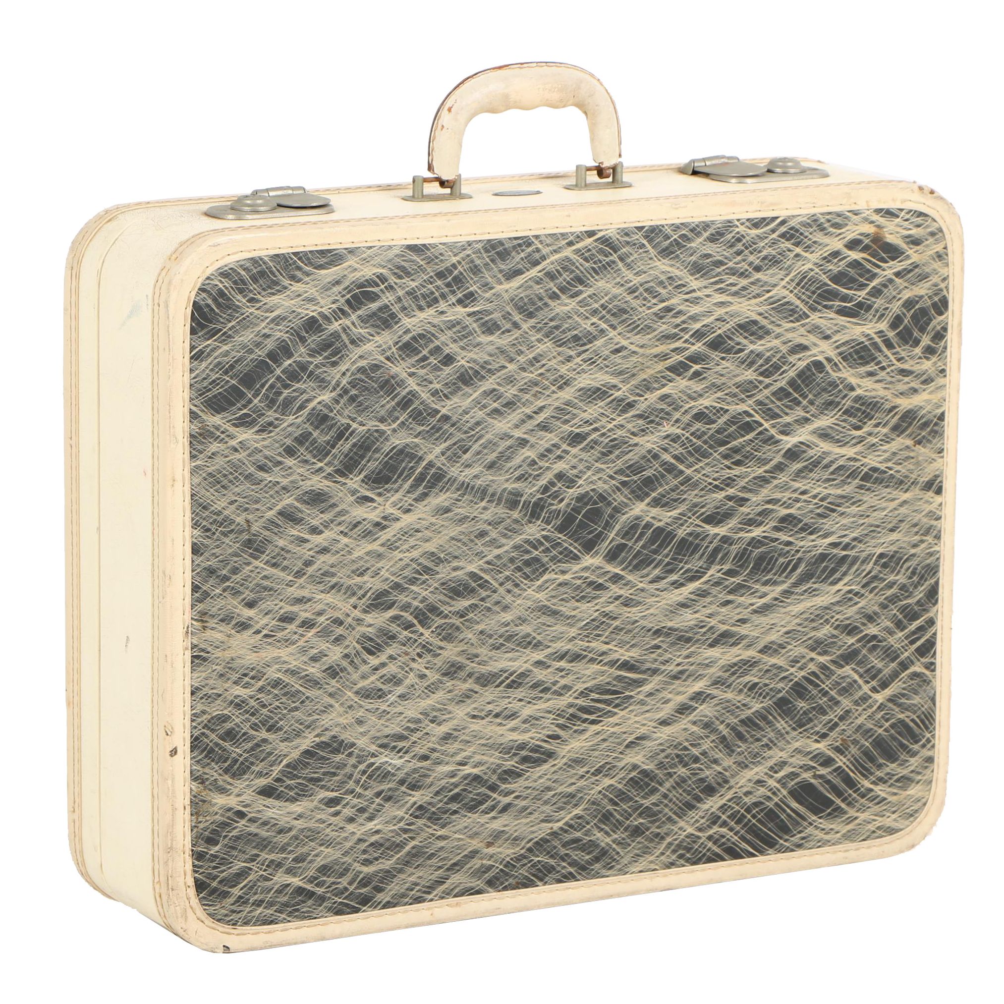 Maximillian New York Fibre Glass Canvas Suitcase, 1940s Vintage
