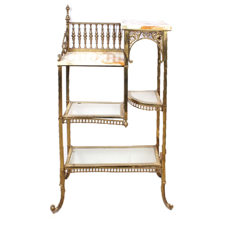 Brass, Marble & Glass Display Shelf