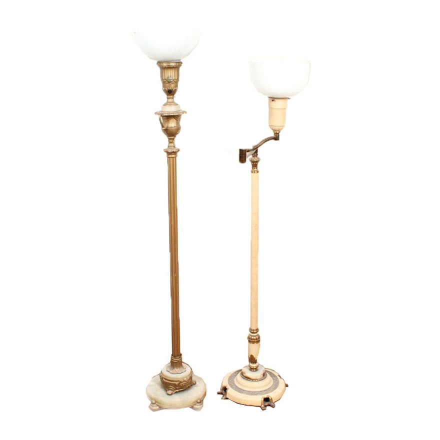 Brass Floor Lamps Including Swing Arm Torchiere