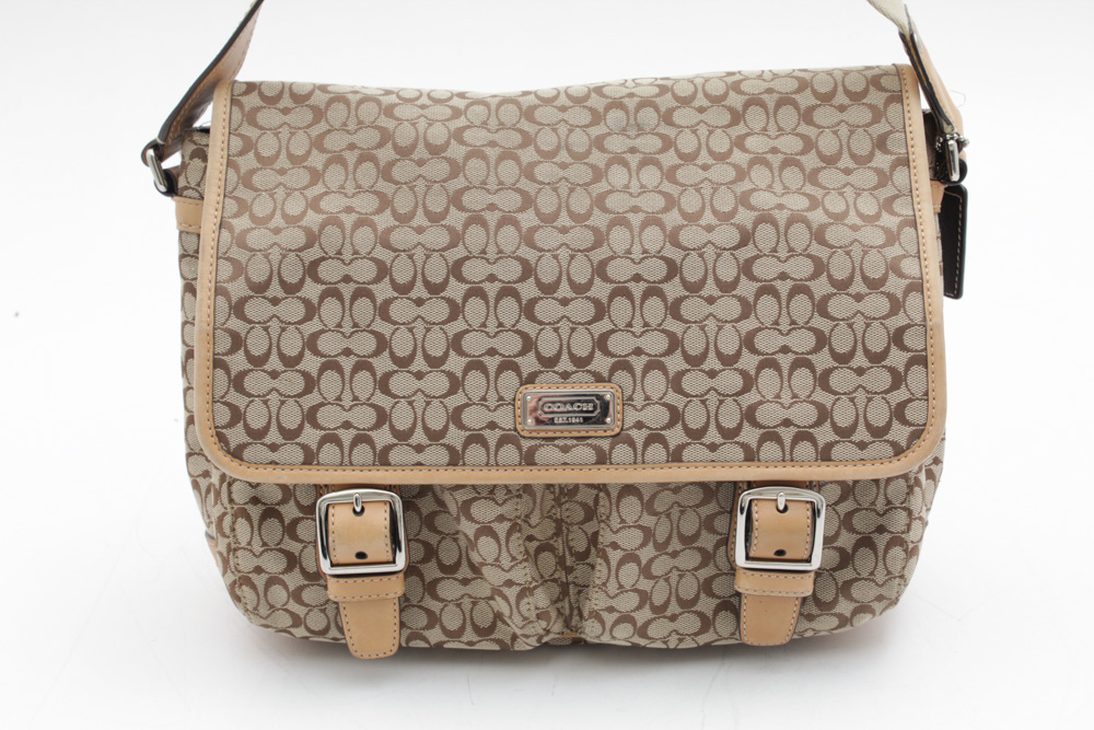 Coach Signature Canvas and Leather Crossbody Messenger Bag