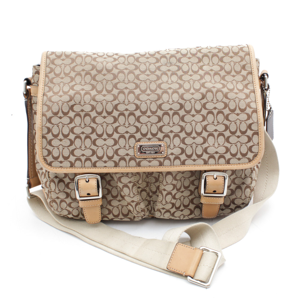 Coach Signature Canvas and Leather Crossbody Messenger Bag