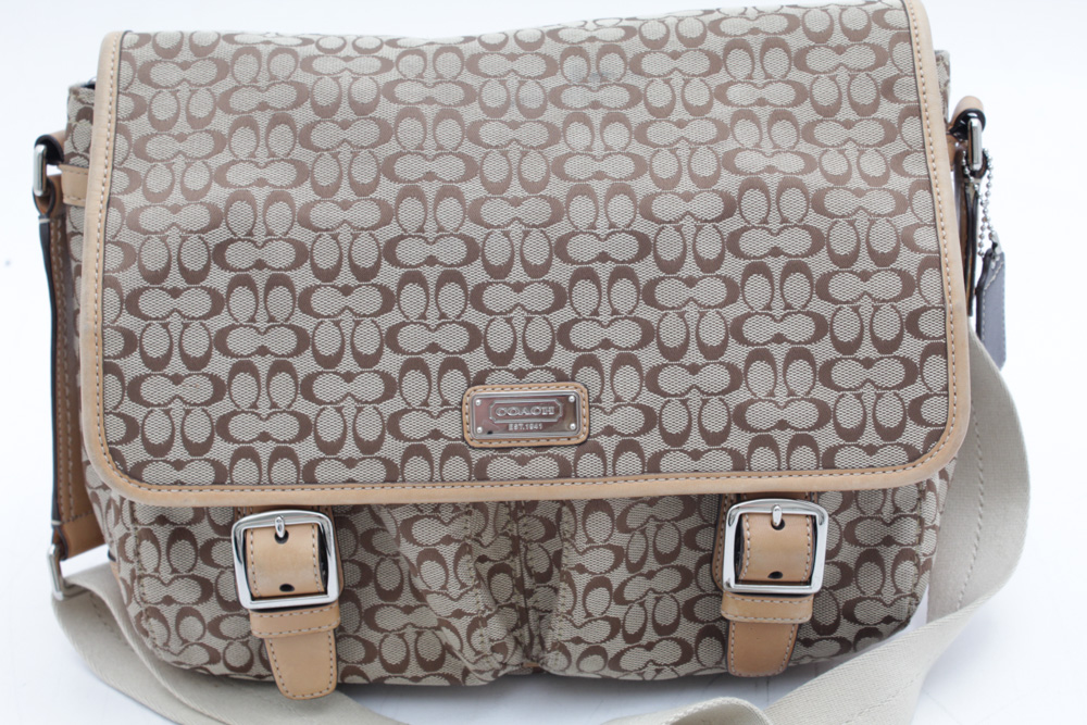 Coach Signature Canvas and Leather Crossbody Messenger Bag