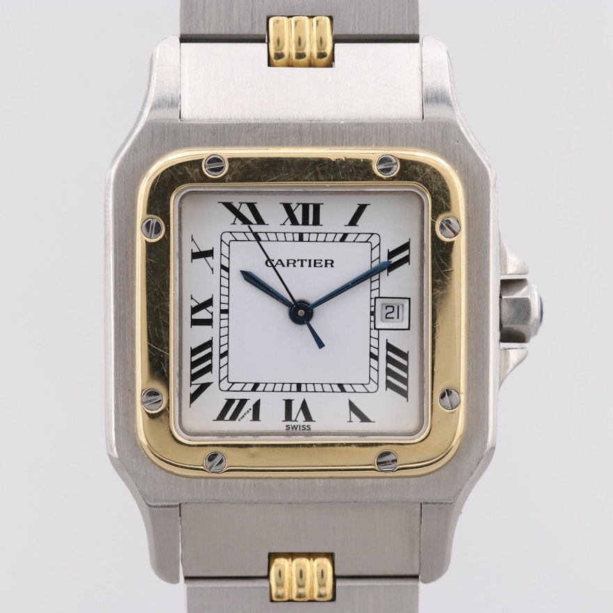 Cartier Santos Galbee Stainless Steel and 18K Yellow Gold Automatic Wristwatch