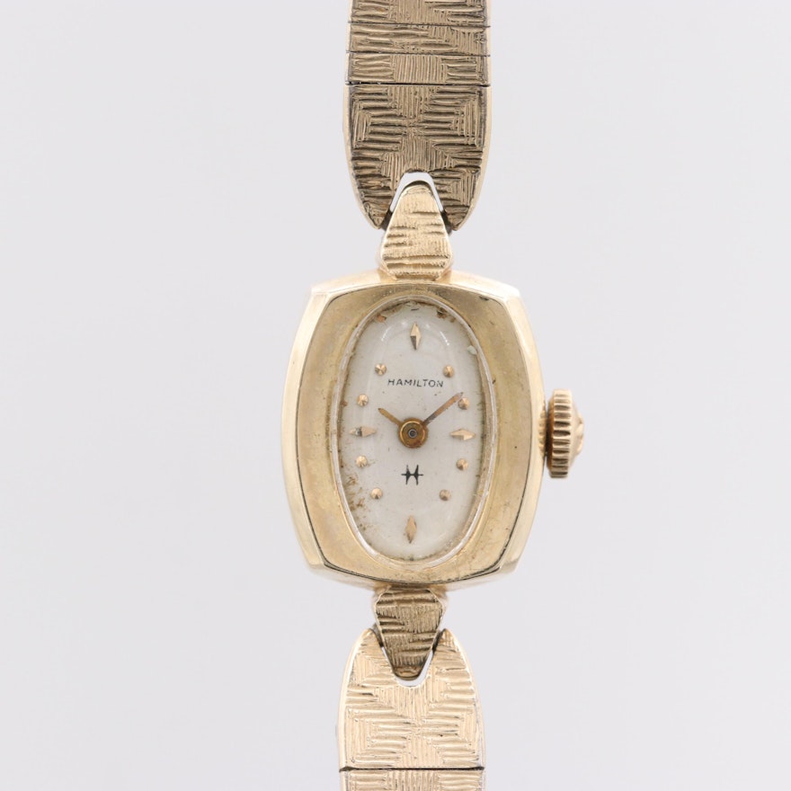 Vintage Hamilton 14K Yellow Gold Stem Wind Wristwatch