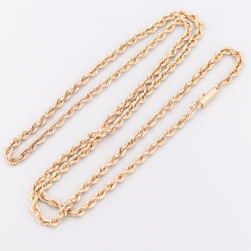 14K Yellow Gold French Rope Chain Necklace