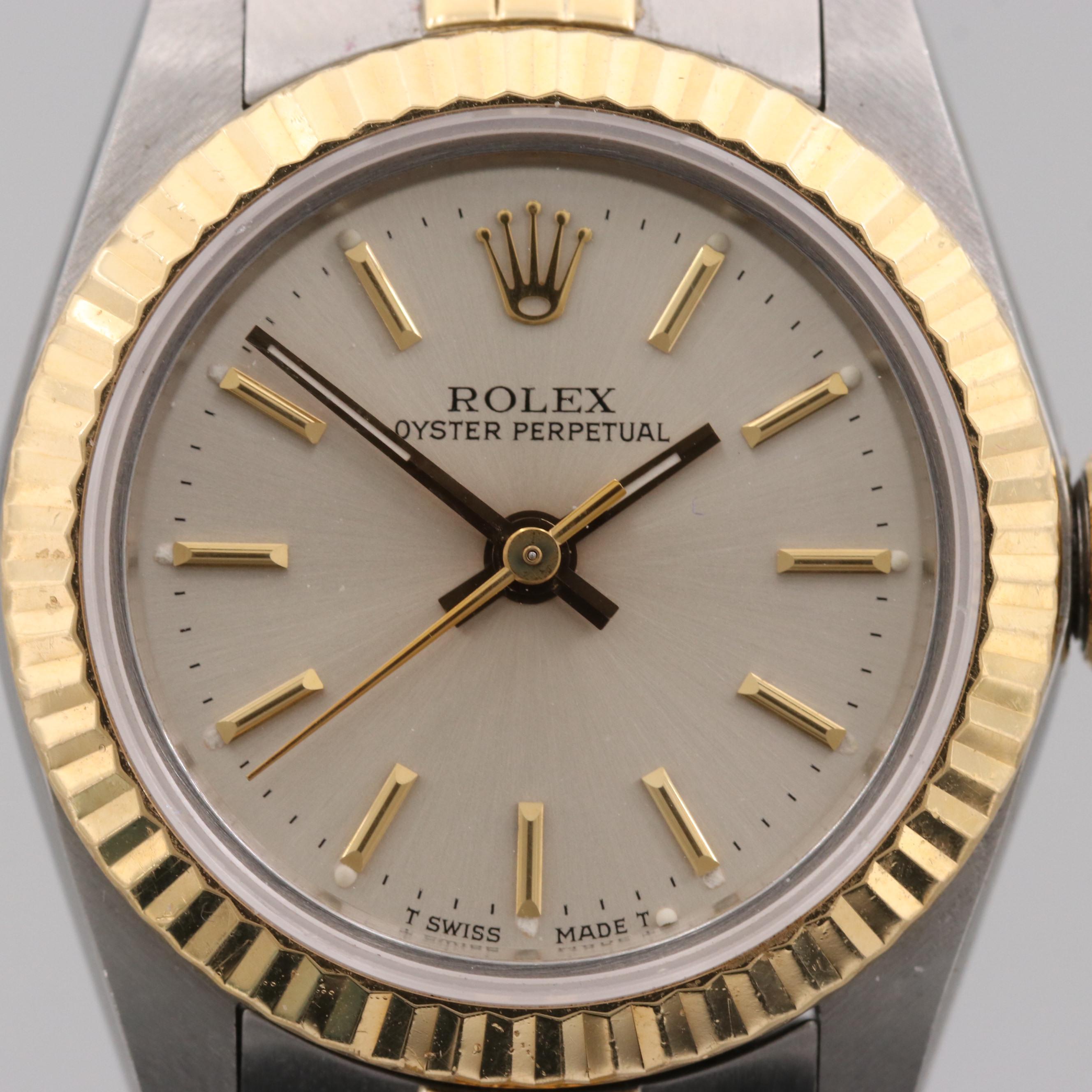 Rolex Oyster Perpetual Stainless Steel and 18K Yellow Gold Watch, 1987