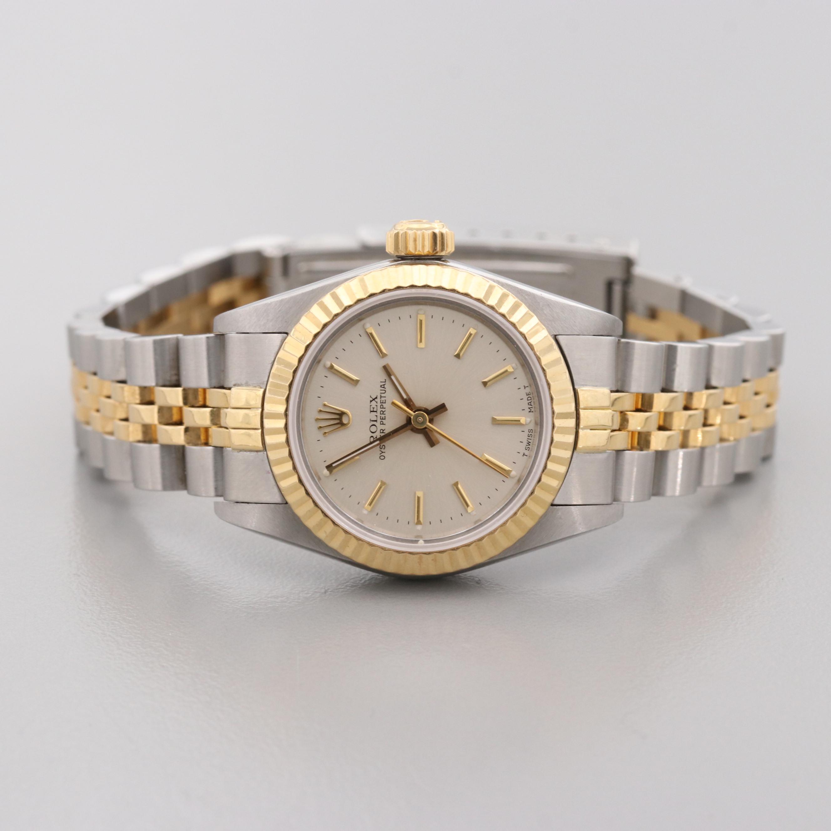 Rolex Oyster Perpetual Stainless Steel and 18K Yellow Gold Watch, 1987