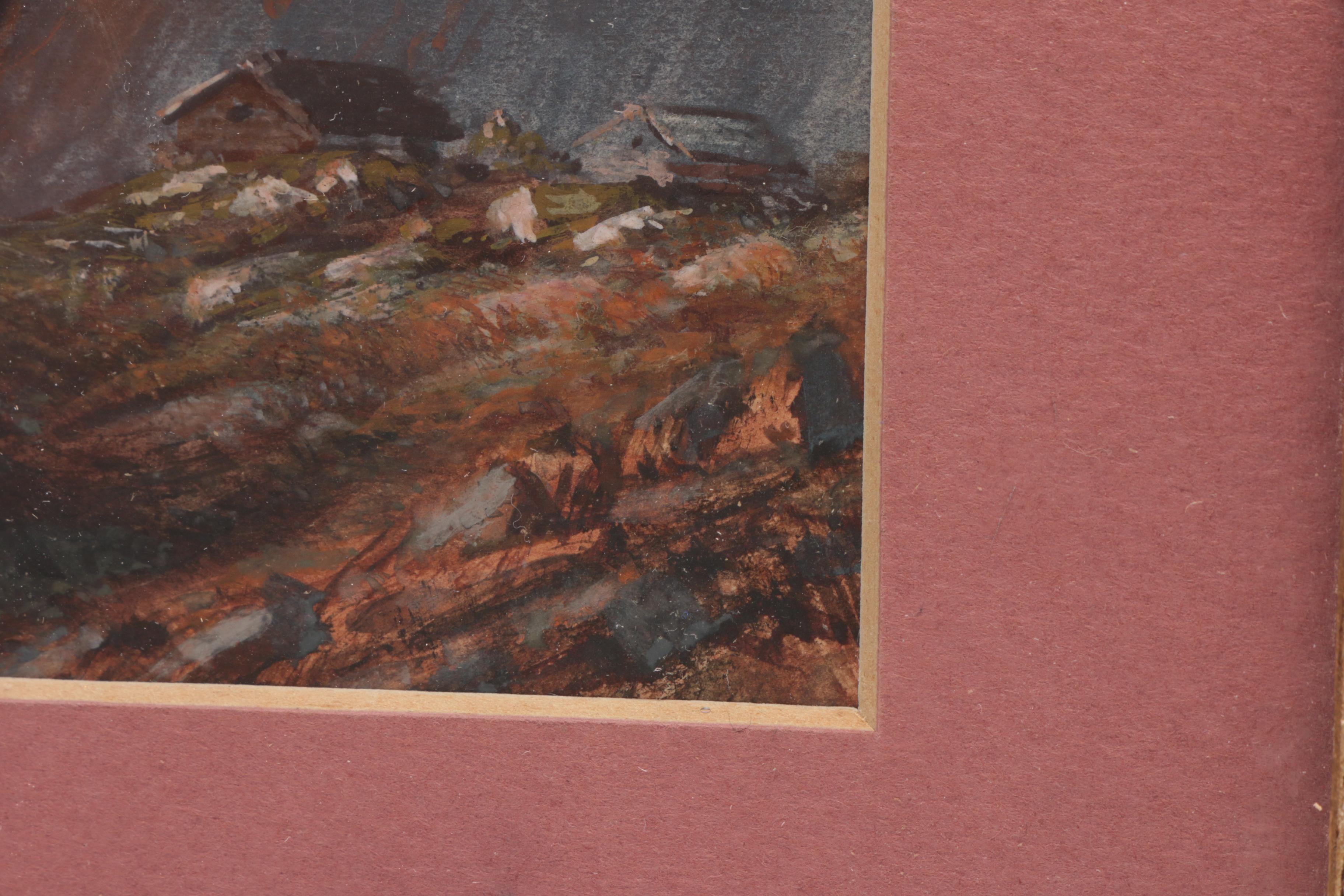 Early 20th Century Gouache and Watercolor Painting of Coastal Landscape