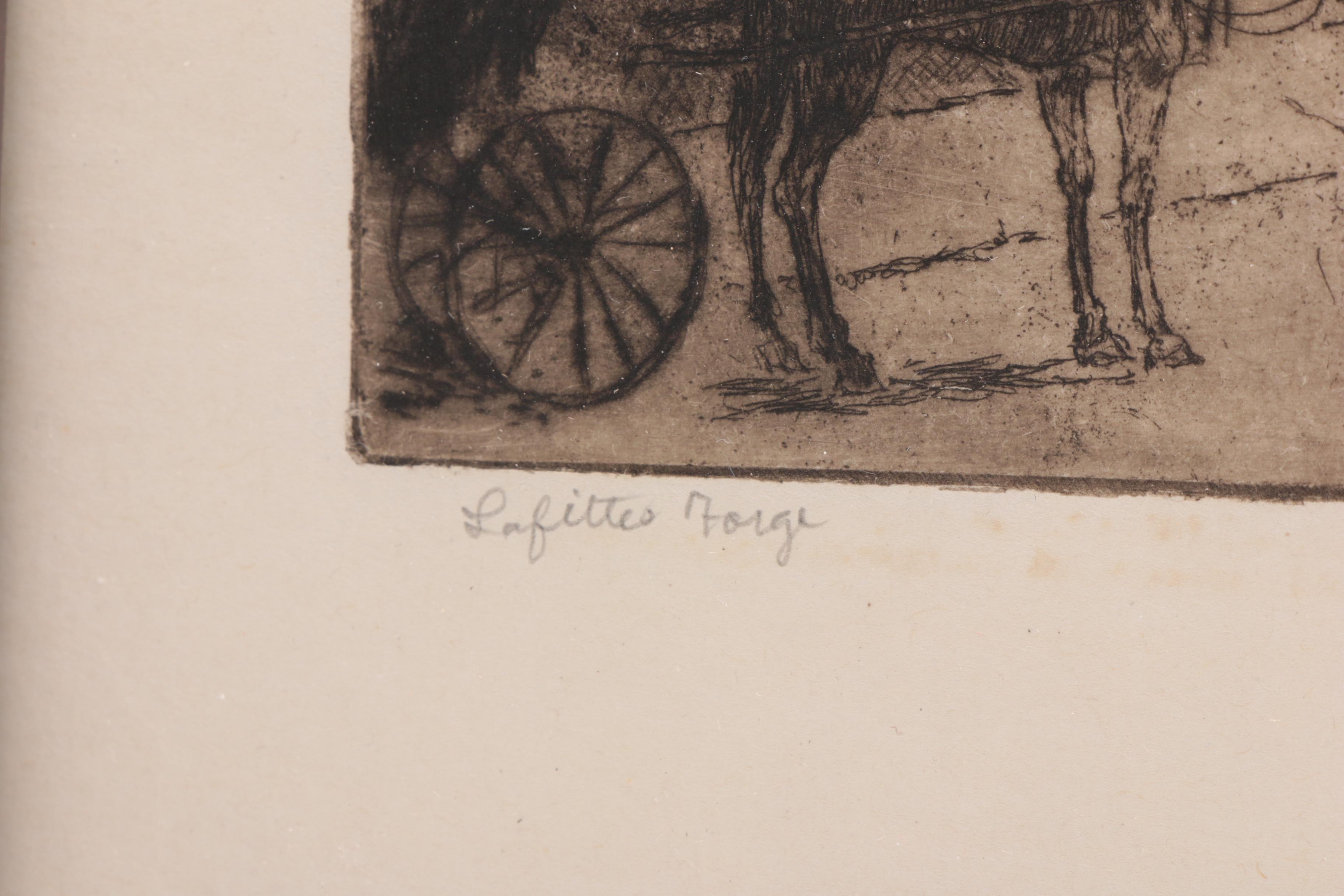 Paul Ashbrook Etching "New Orleans, Lafitte's Forge"