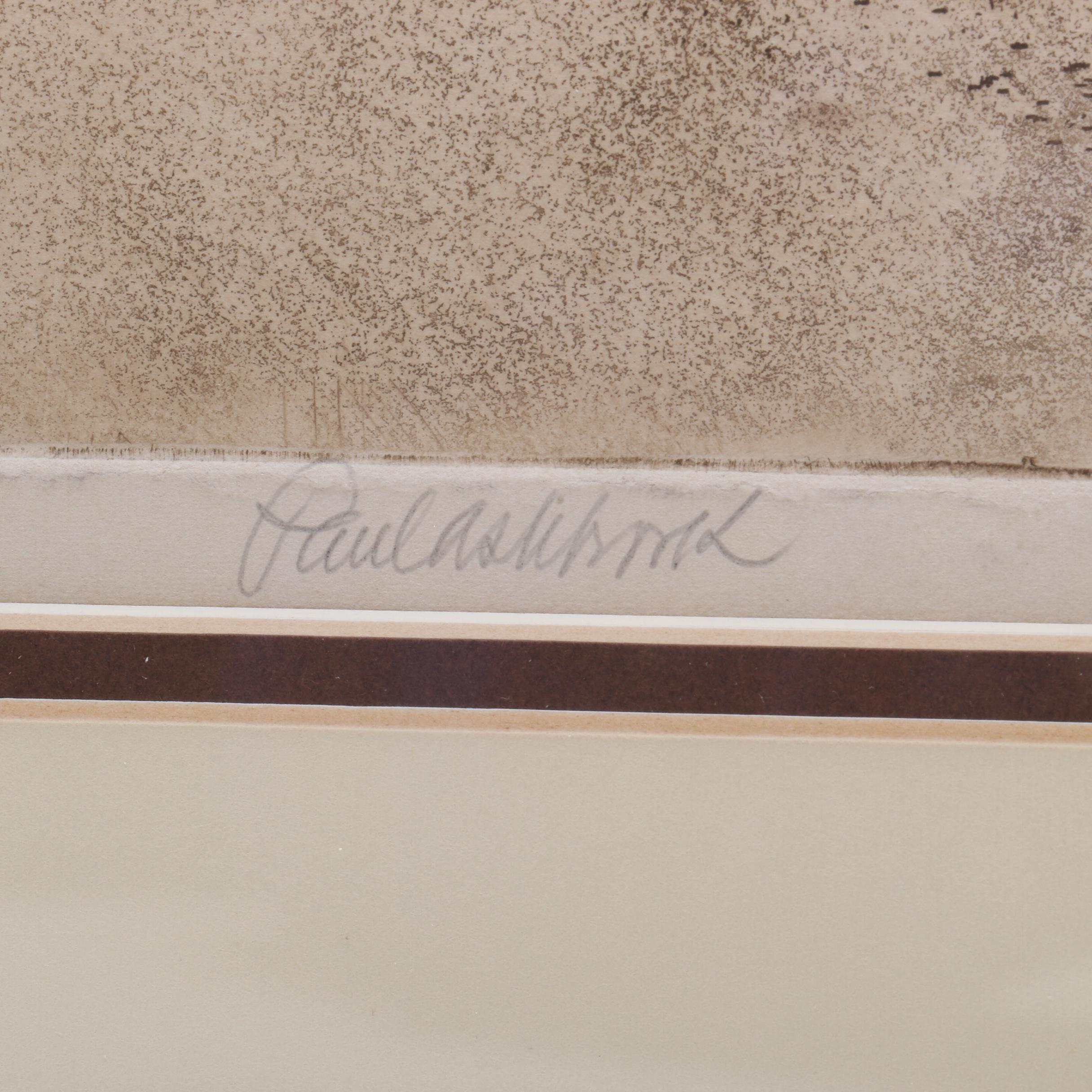 Paul Ashbrook Etching with Aquatint of Man on City Sidewalk