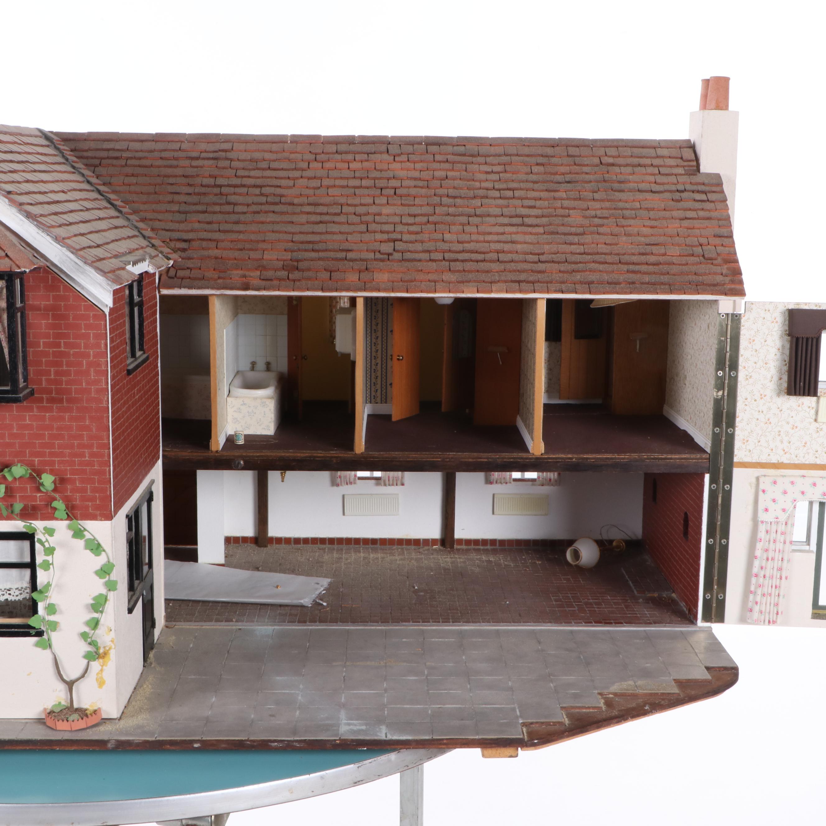 English Cottage Dollhouse with Miniatures