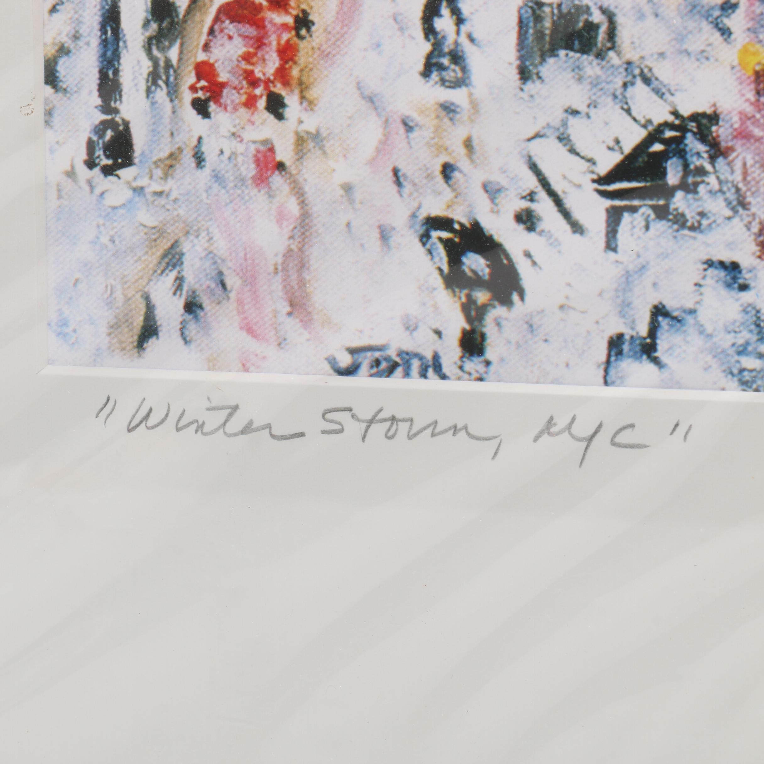 Thailene Jon Scully Offset Lithograph from Original Painting "Winter Storm, NYC"
