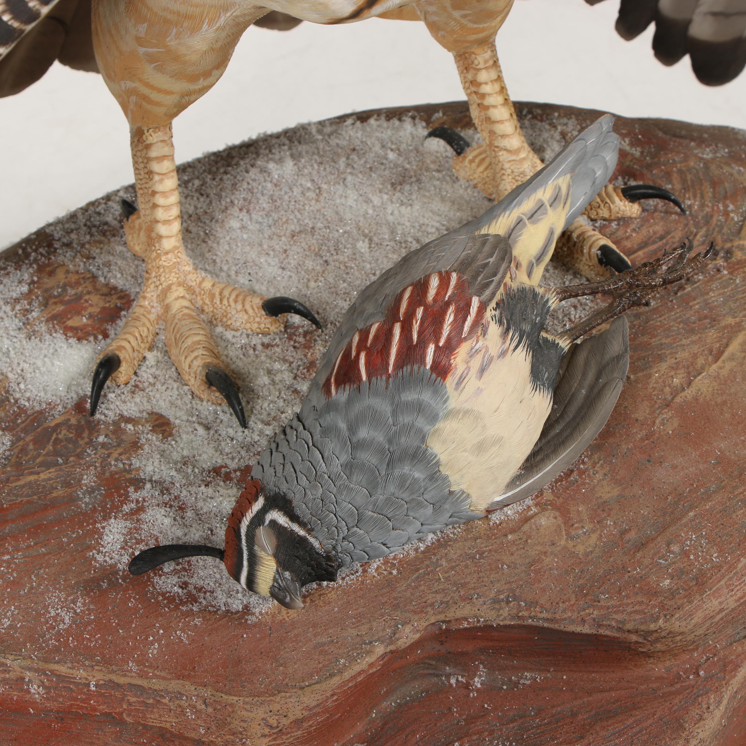 "Red-Tailed Hawk" Wood-Carved Sculpture by William Bishop
