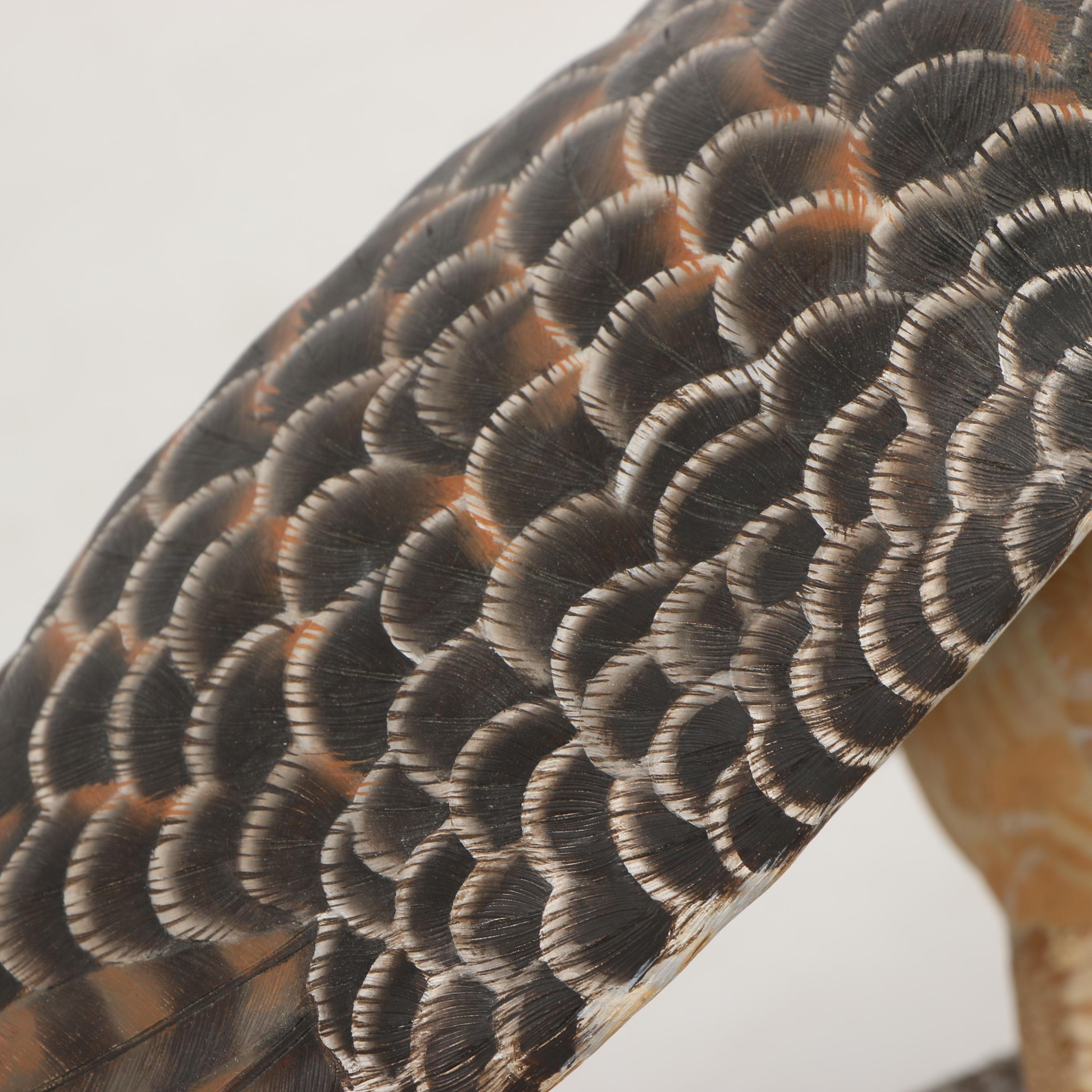 "Red-Tailed Hawk" Wood-Carved Sculpture by William Bishop