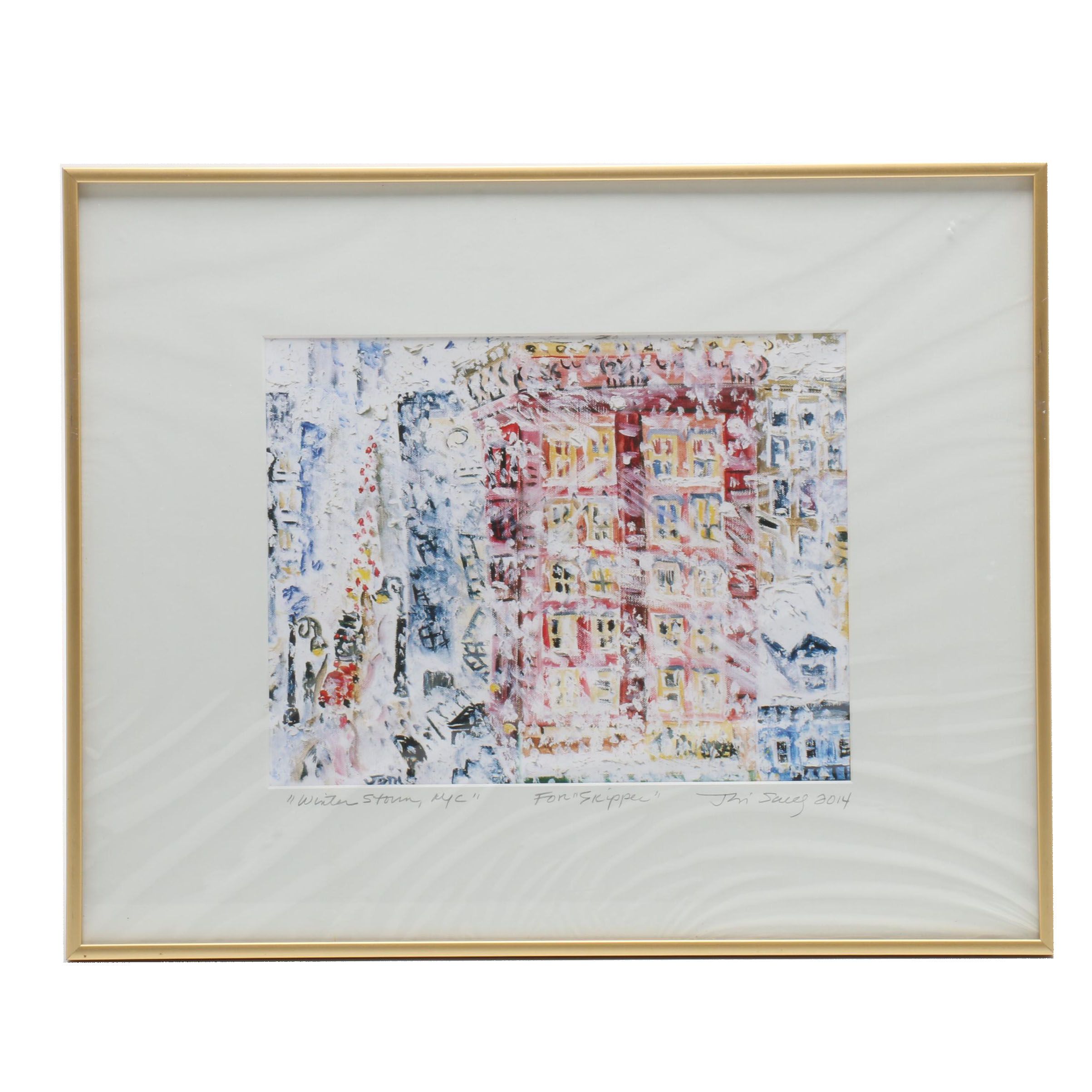 Thailene Jon Scully Offset Lithograph from Original Painting "Winter Storm, NYC"