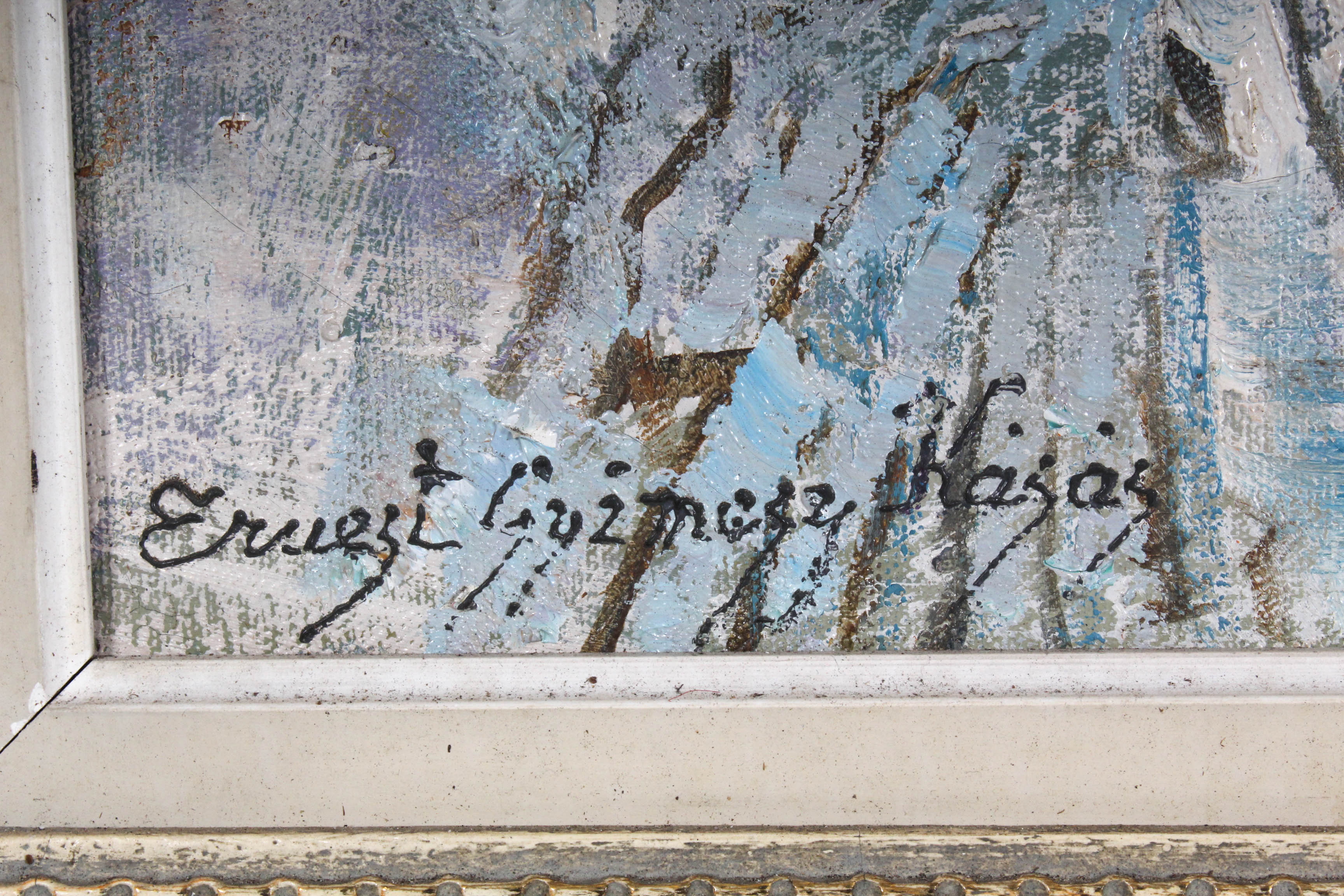 Ernest Guzman Kasas Impasto Oil Painting of European Street Scene