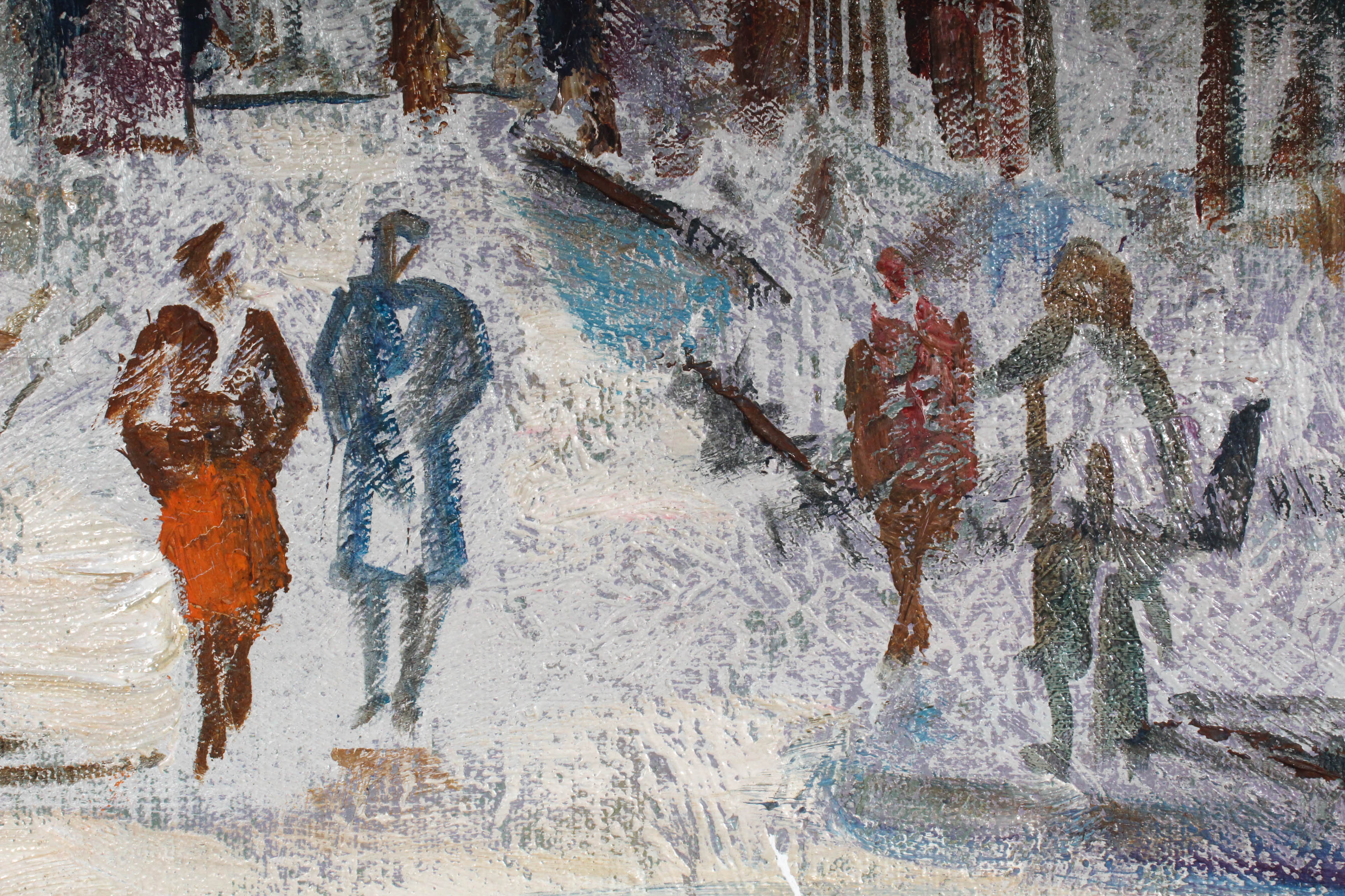 Ernest Guzman Kasas Impasto Oil Painting of European Street Scene