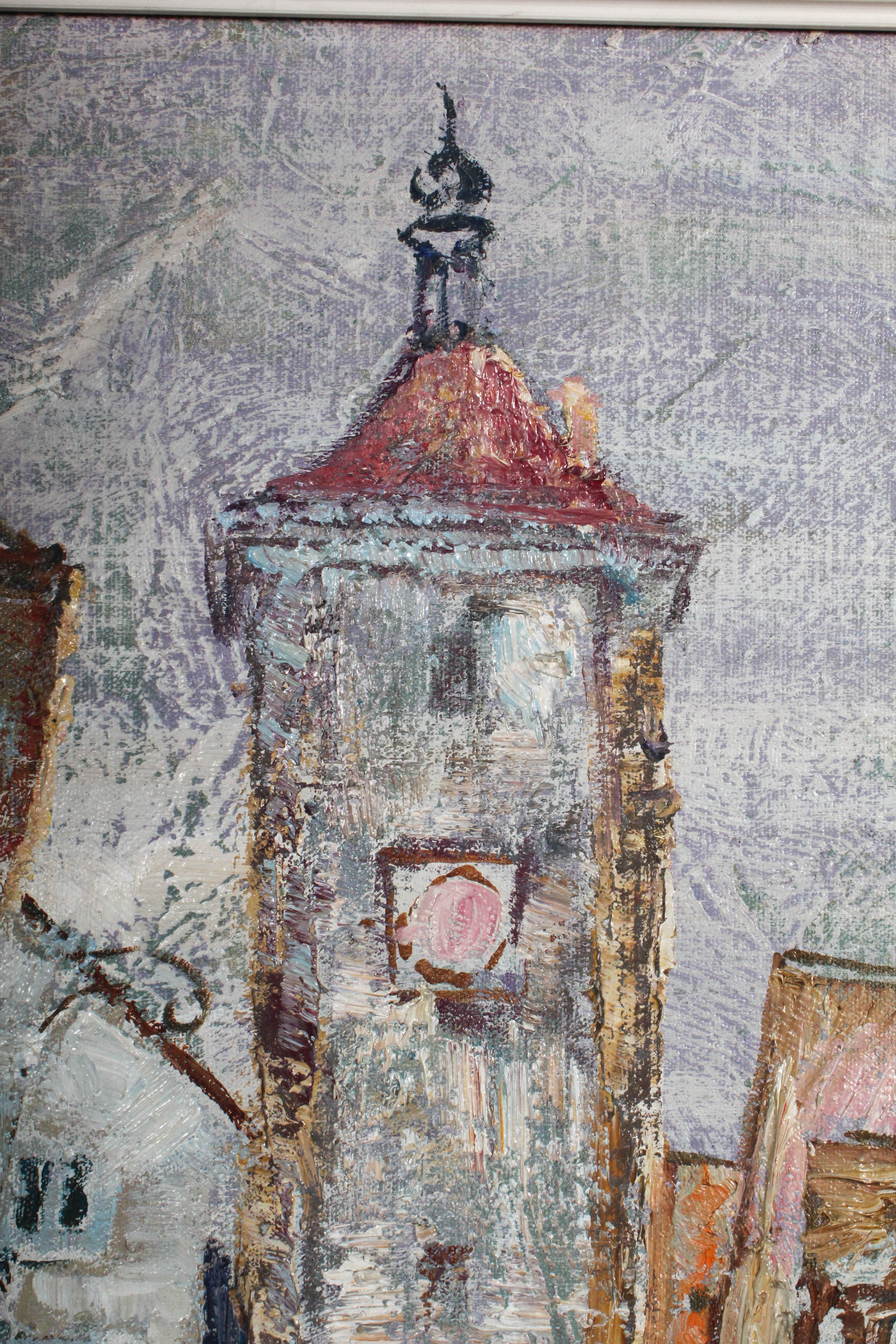 Ernest Guzman Kasas Impasto Oil Painting of European Street Scene