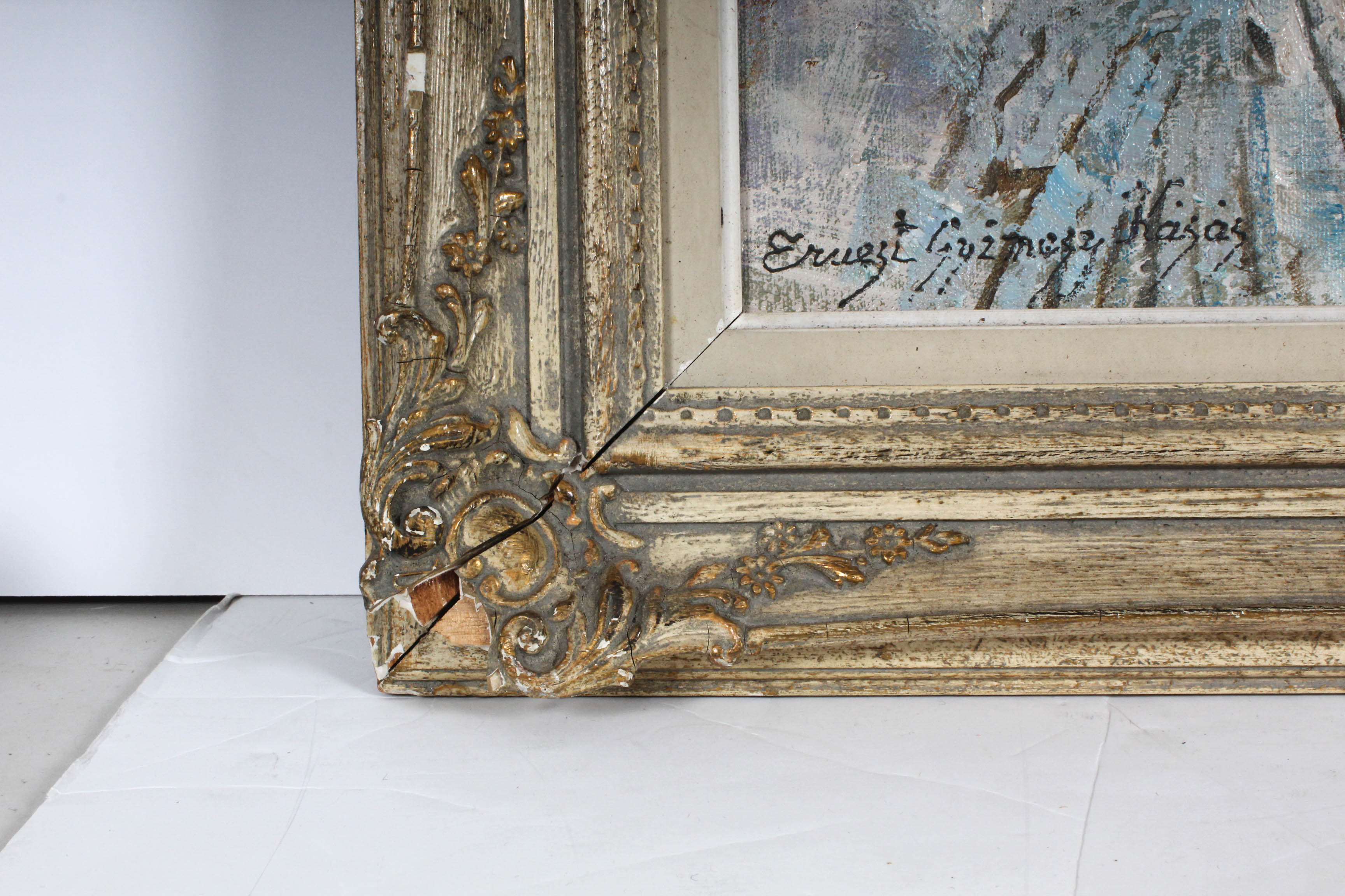 Ernest Guzman Kasas Impasto Oil Painting of European Street Scene