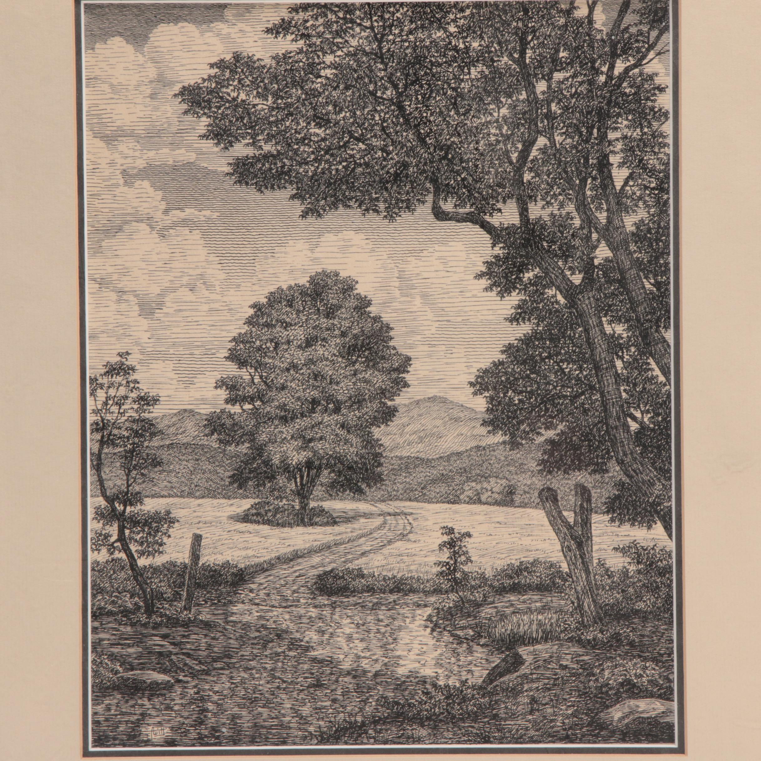 Sam Witt Landscape Ink Drawing