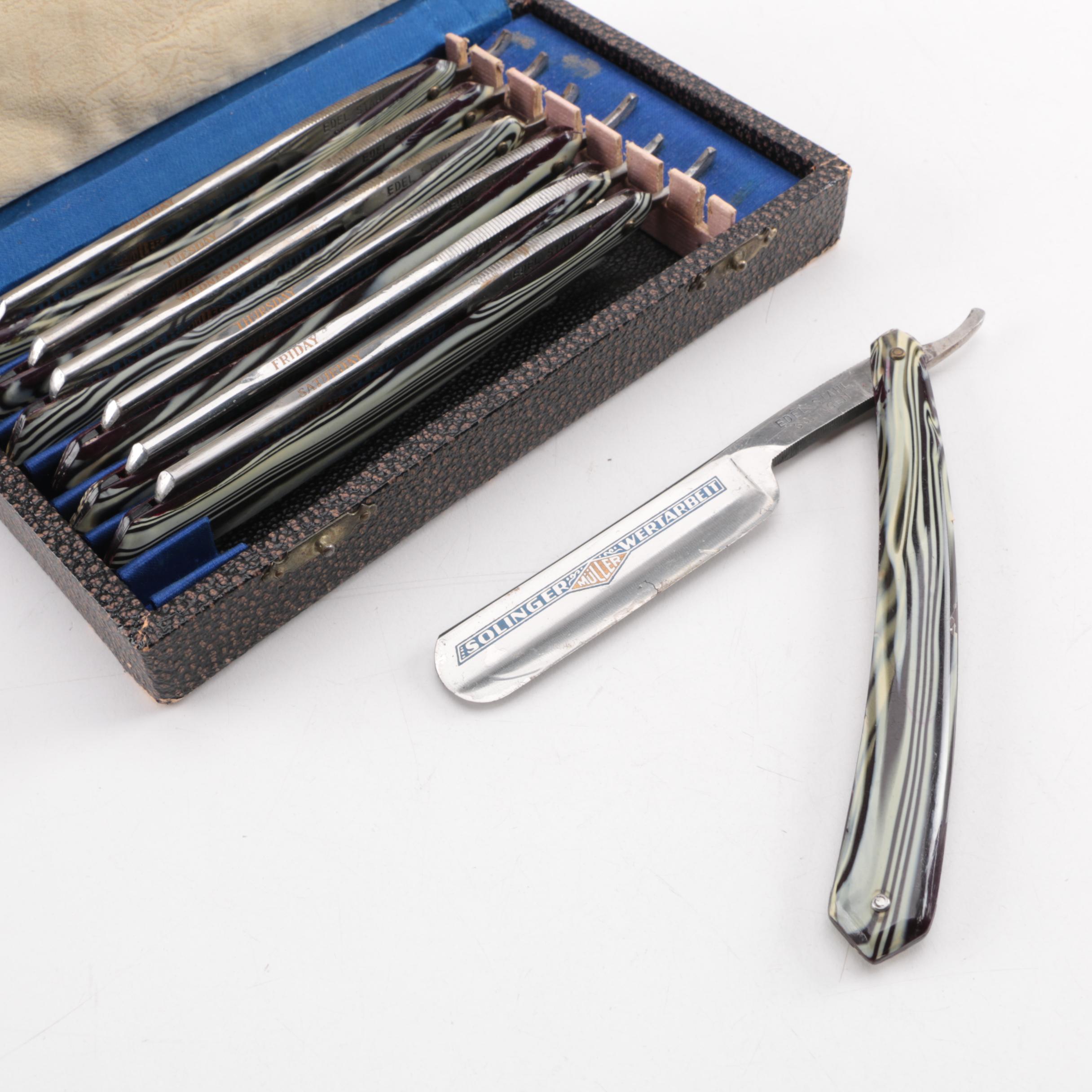 Solingen Seven Day Straight Razor Set with Presentation Case