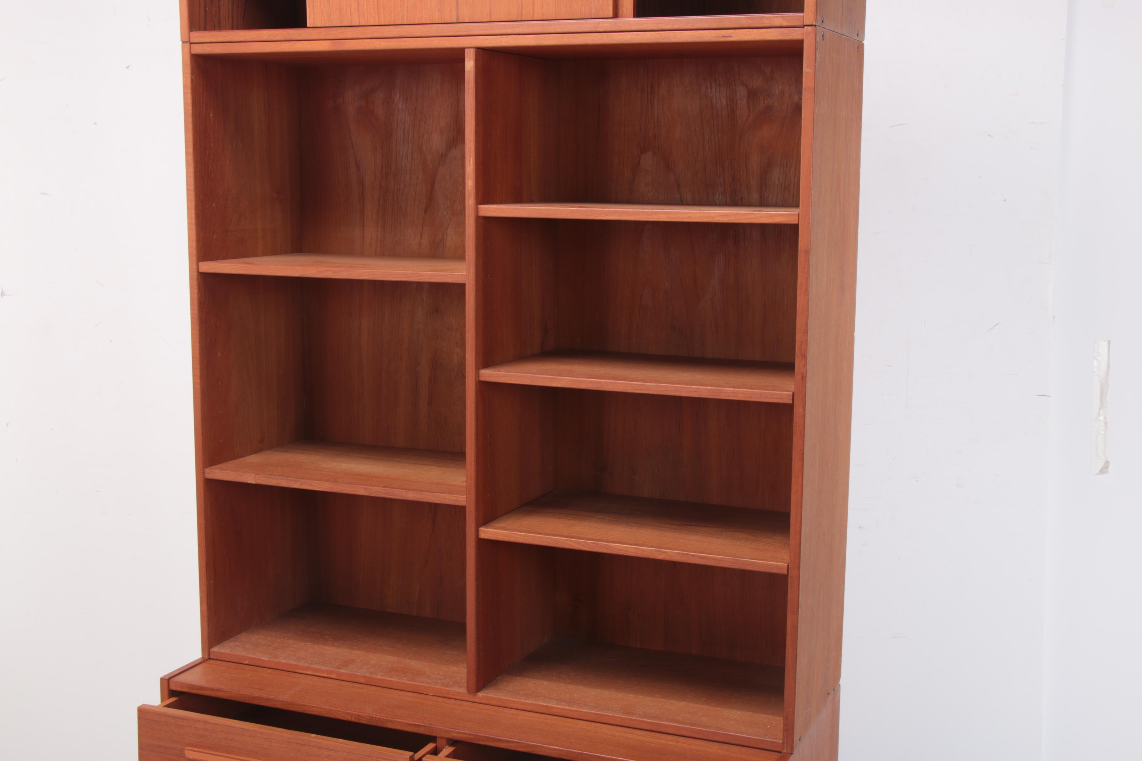 Danish Modern Teak Modular Cabinet-on-Bookcase-on-Chest, Circa 1960