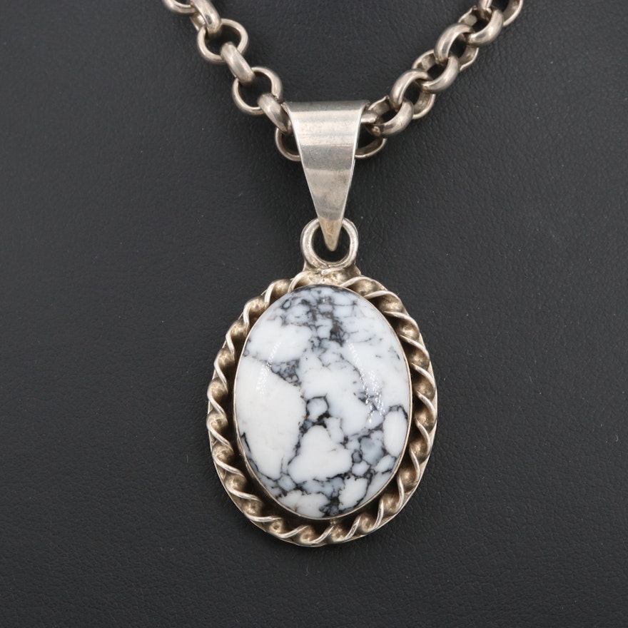 Mexico Sterling Silver Howlite Necklace