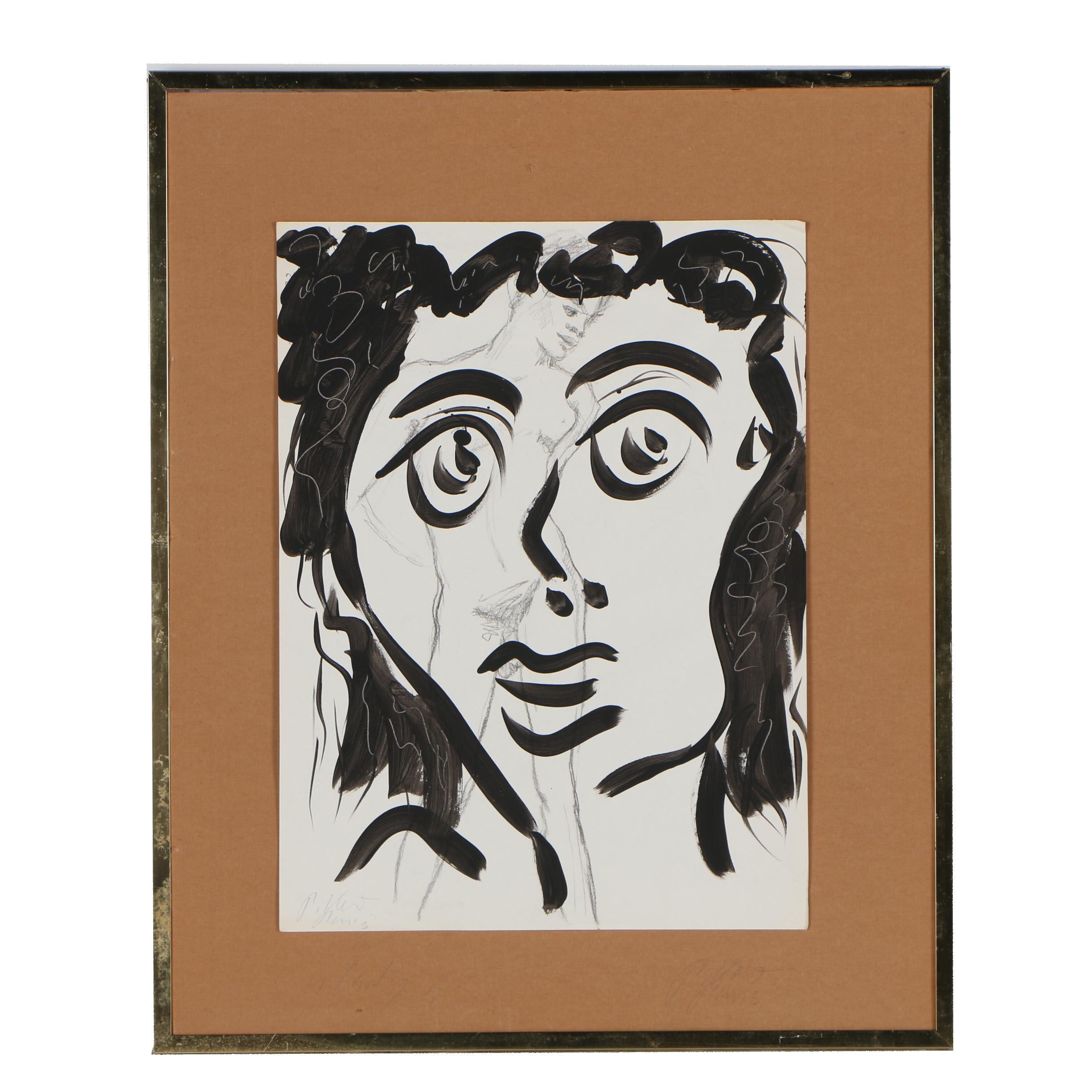 Peter Robert Keil Mixed Media Painting "Lady"